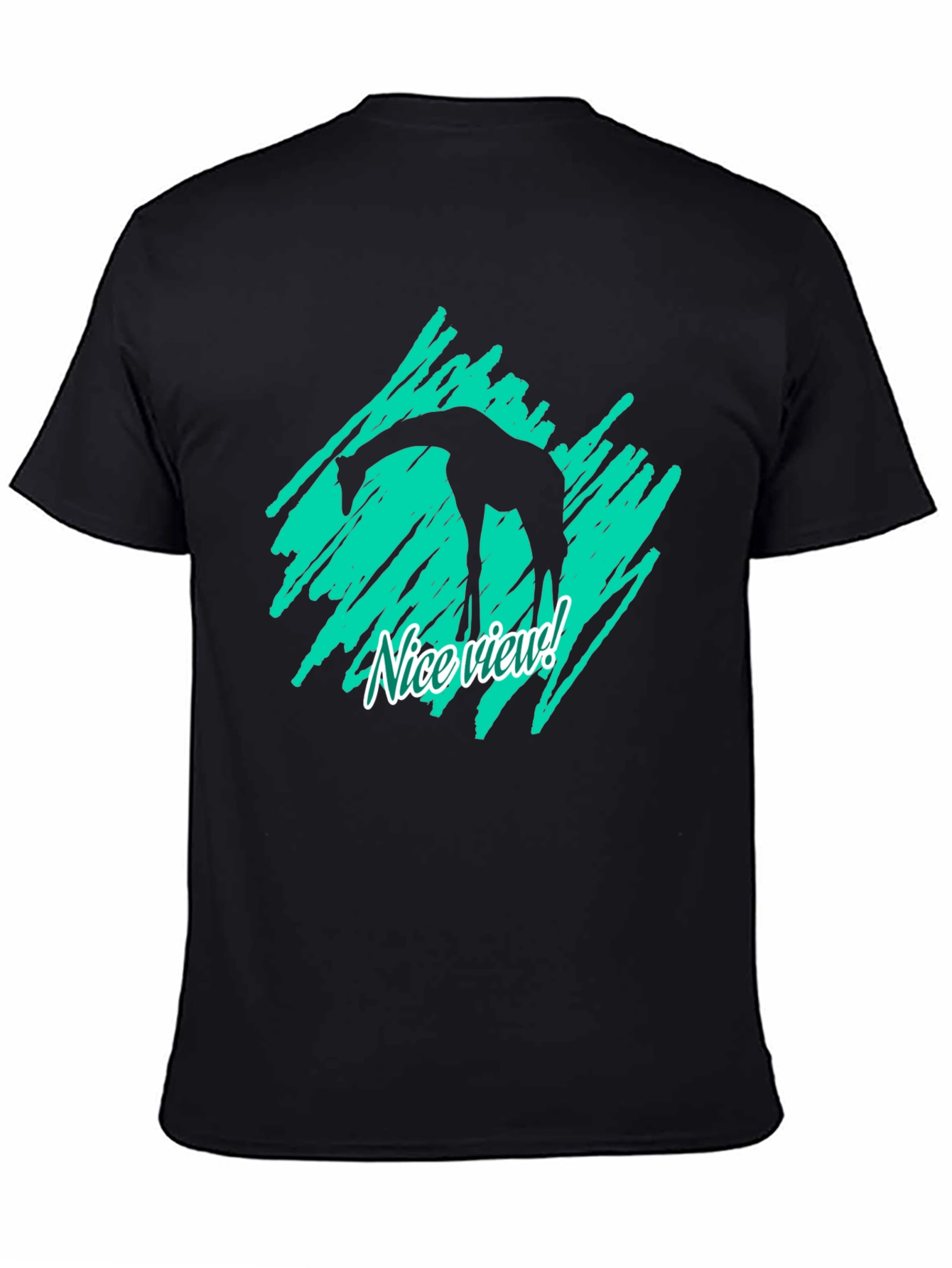 Giraffe Nice View Graphic Tee - Black Cotton Shirt