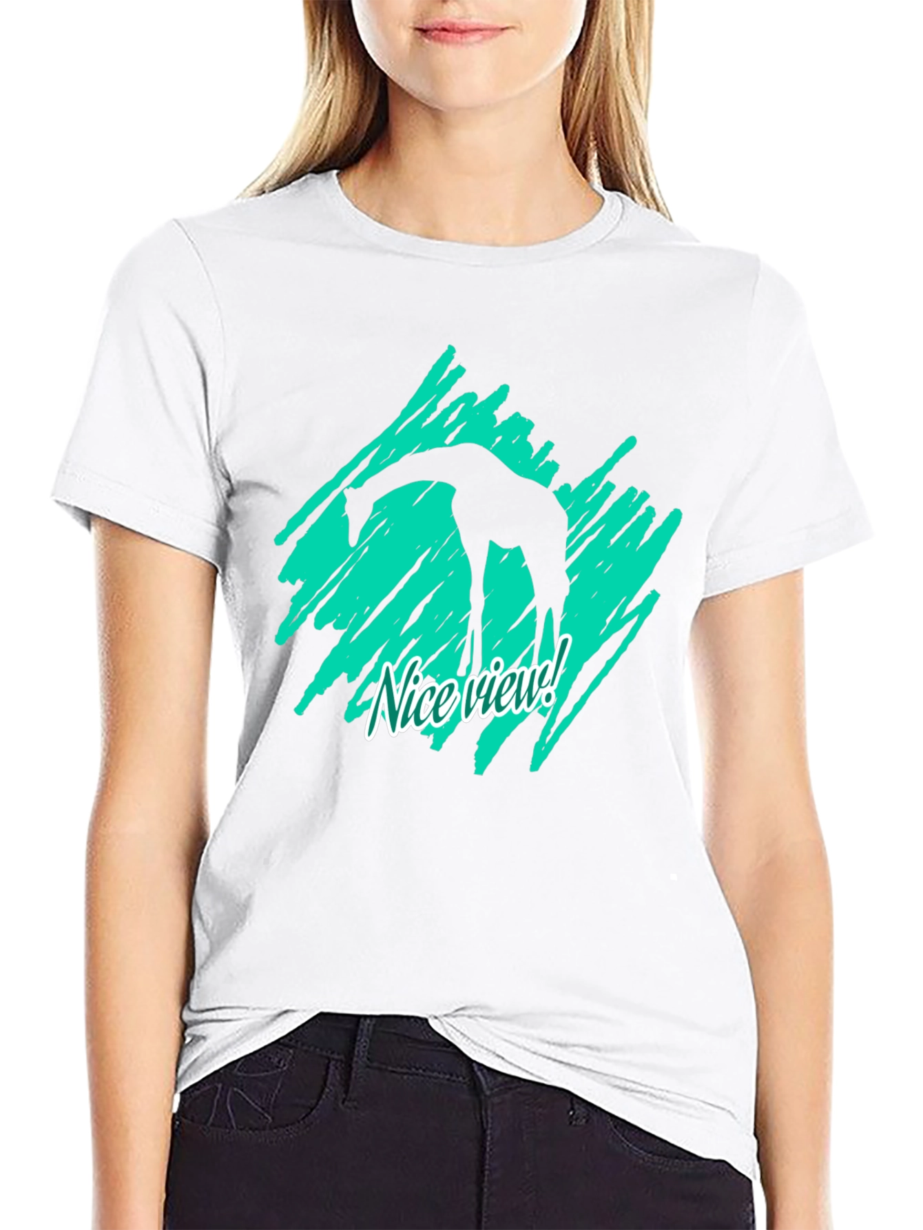 Giraffe Nice View Graphic Tee - Black Cotton Shirt