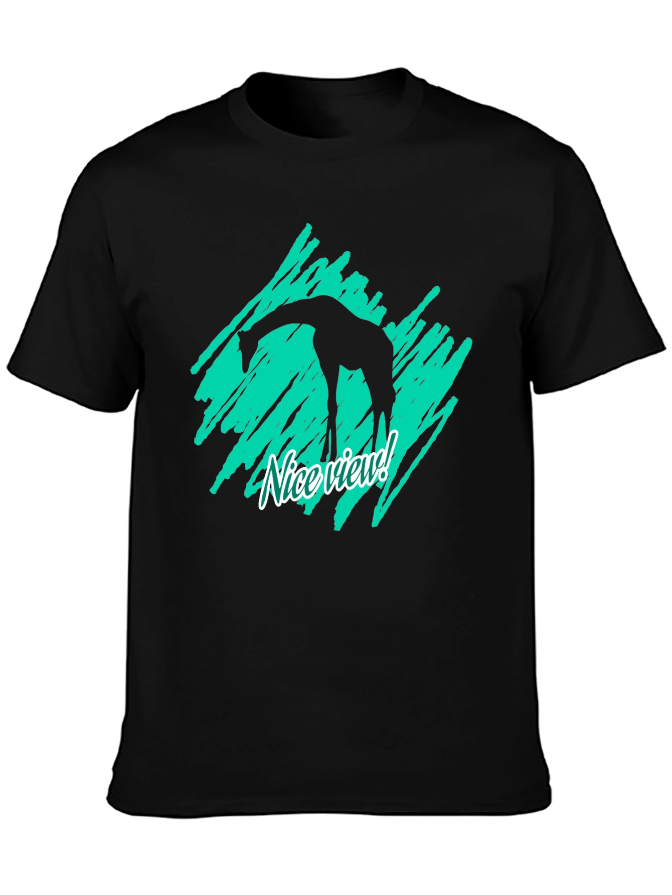 Giraffe Nice View Graphic Tee - Black Cotton Shirt