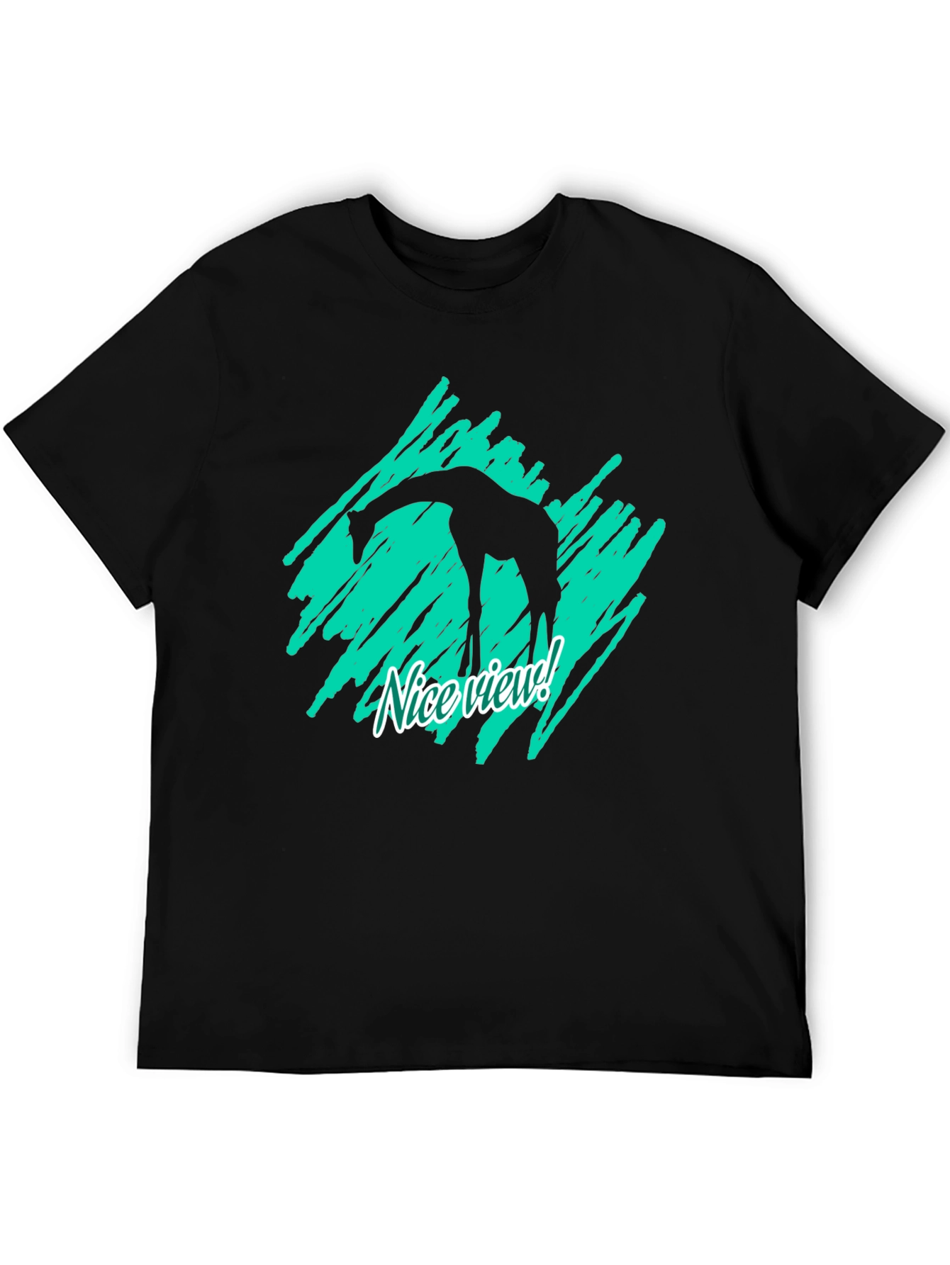 Giraffe Nice View Graphic Tee - Black Cotton Shirt