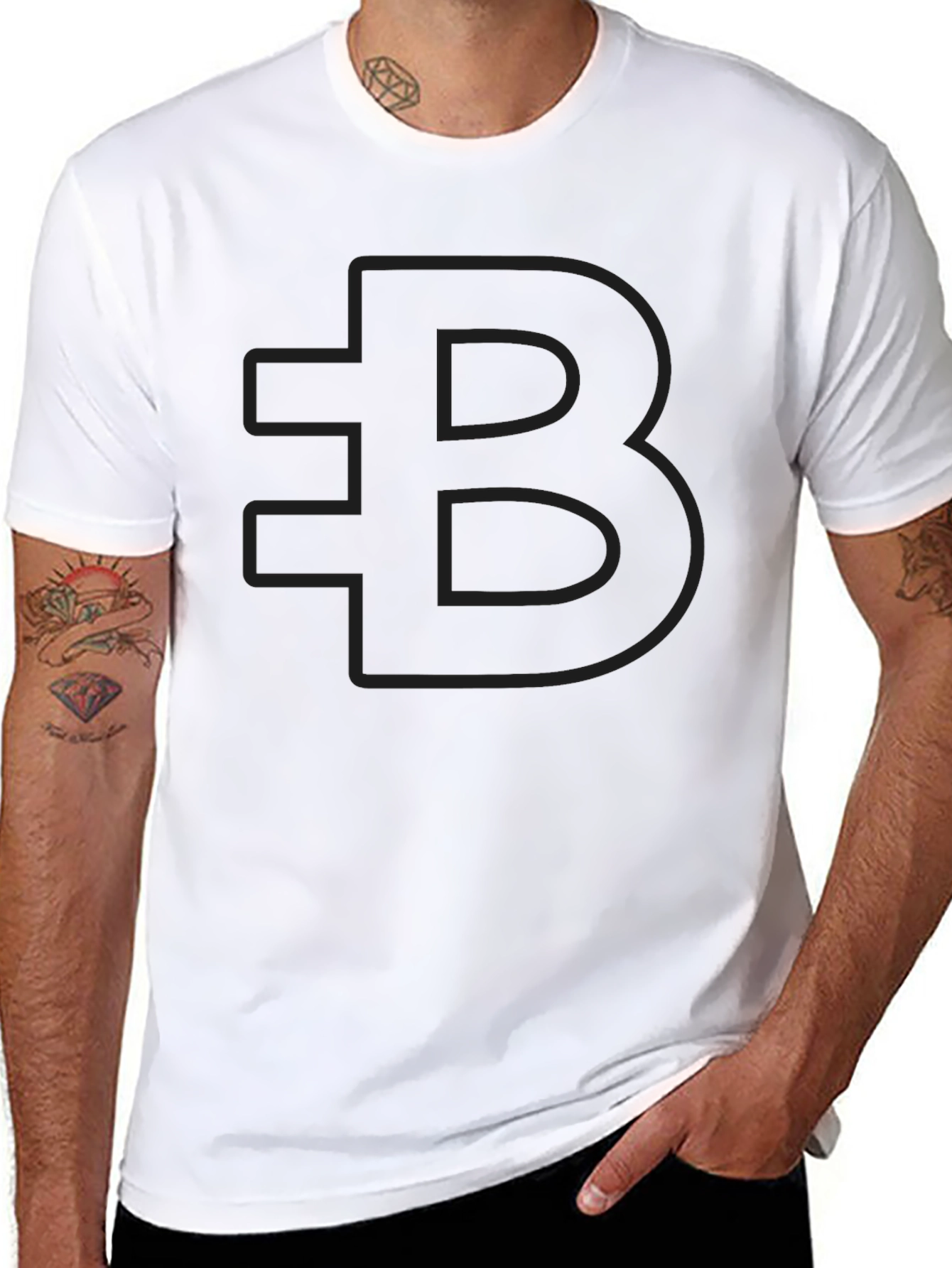 Bold Black T-Shirt with Subtly Outlined B Design