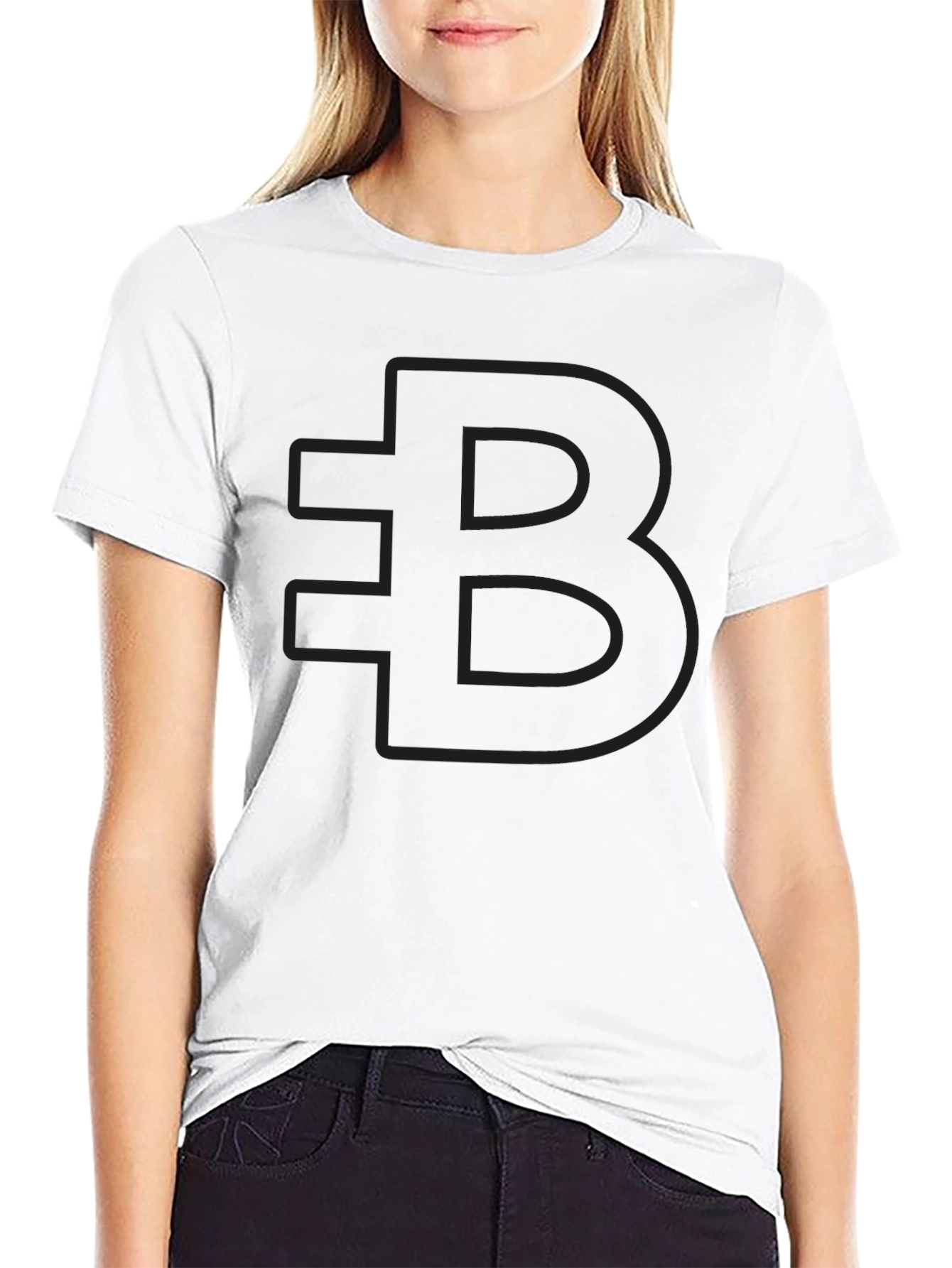 Bold Black T-Shirt with Subtly Outlined B Design