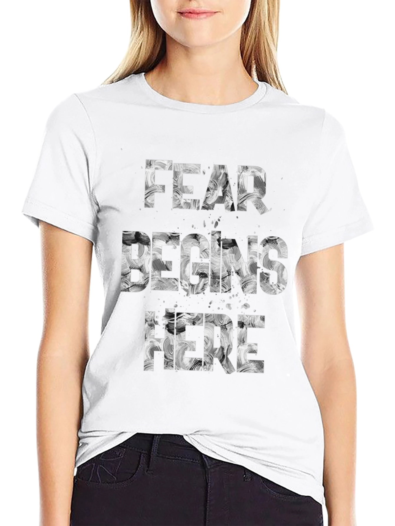 Fear Begins Here Graphic T-Shirt - Black