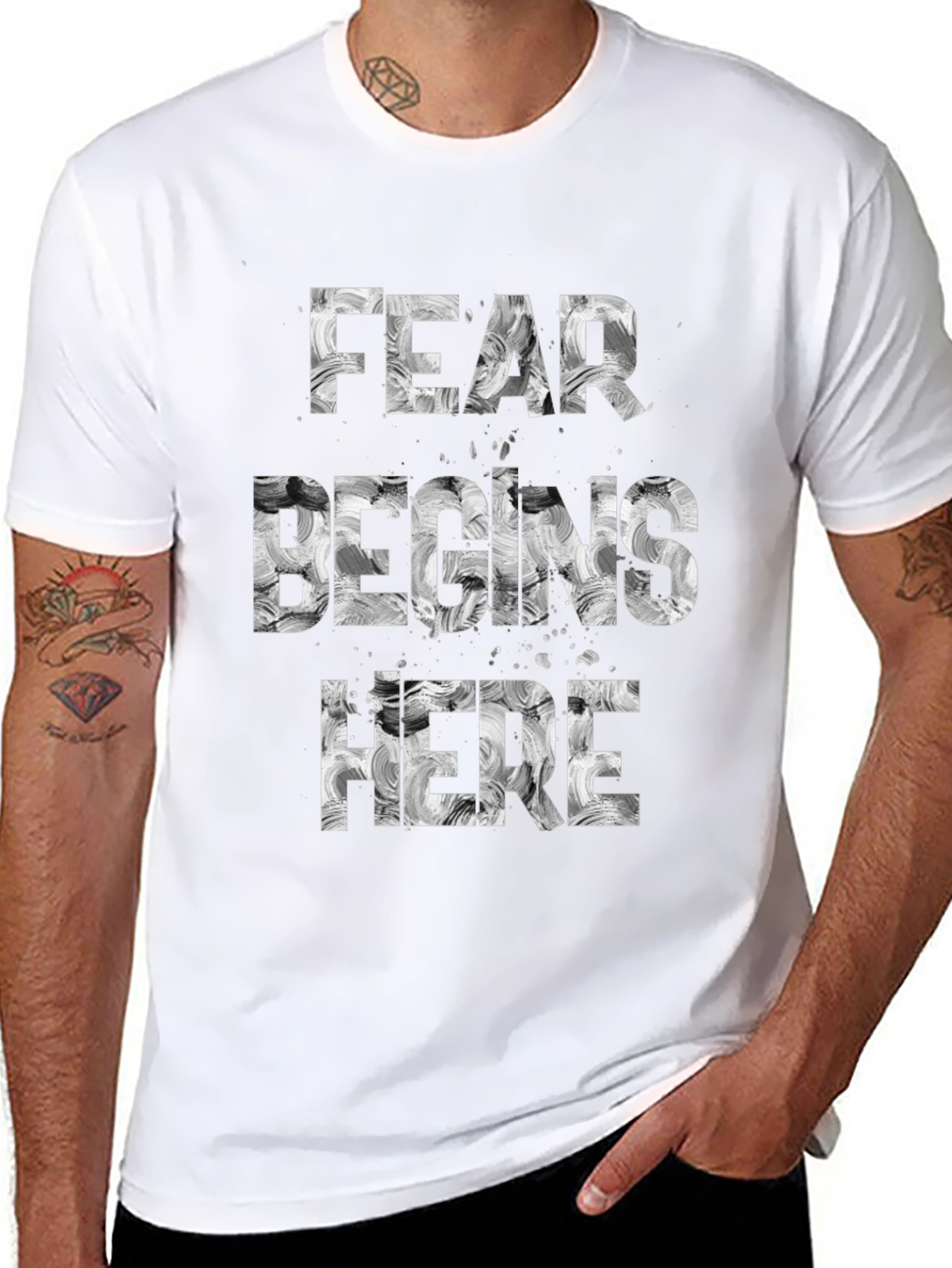 Fear Begins Here Graphic T-Shirt - Black