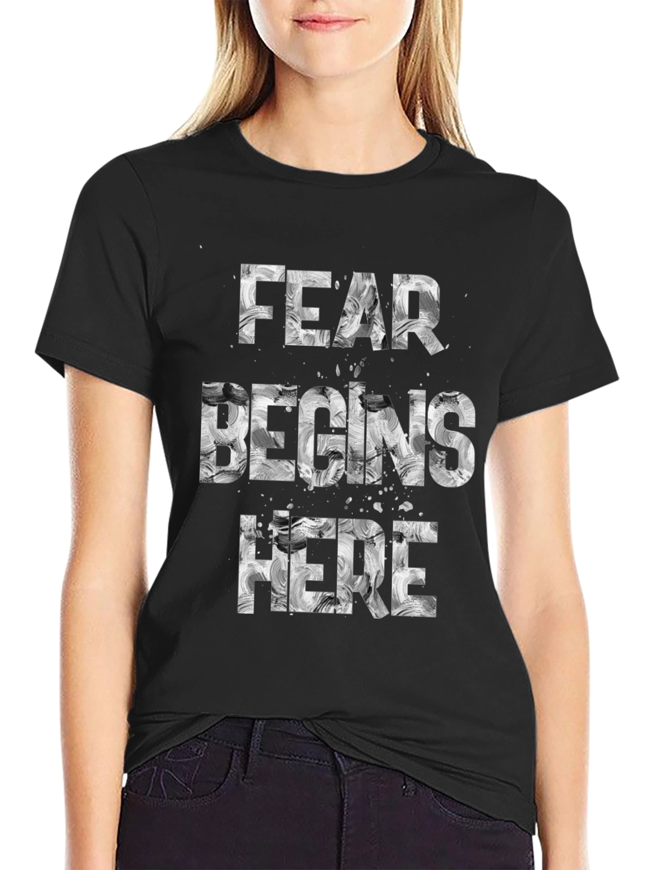 Fear Begins Here Graphic T-Shirt - Black