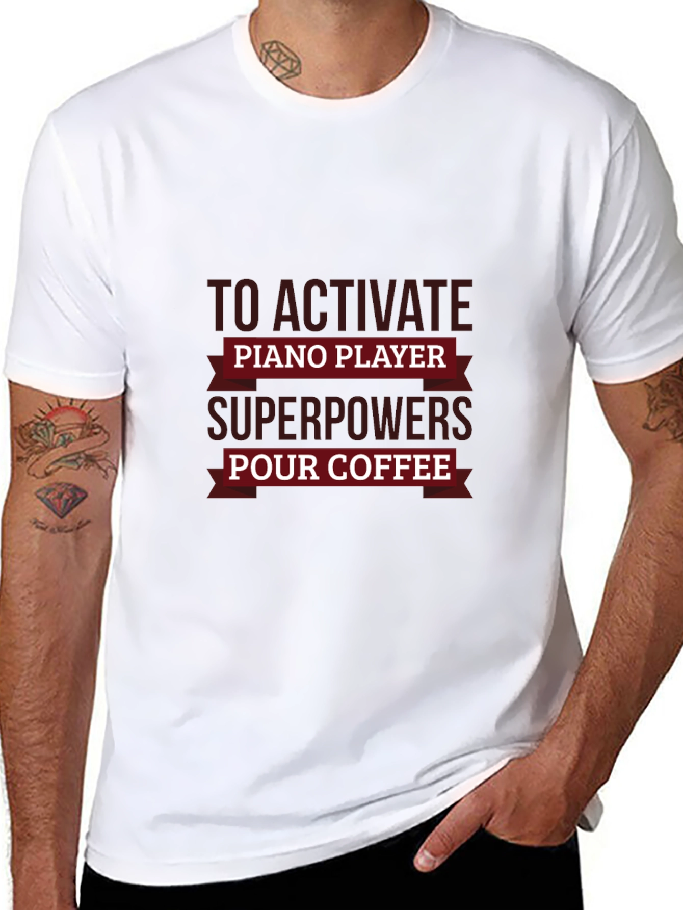 Piano Player Superpowers Coffee Black T-Shirt
