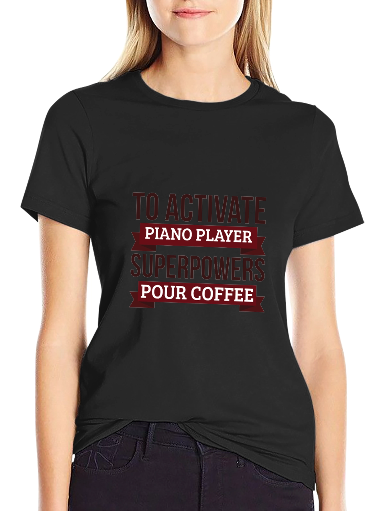 Piano Player Superpowers Coffee Black T-Shirt