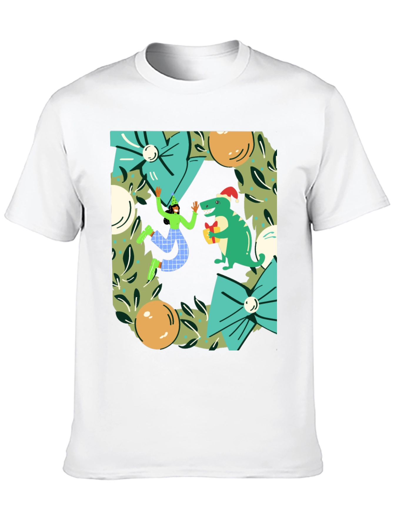 Festive Dinosaur Christmas T-Shirt