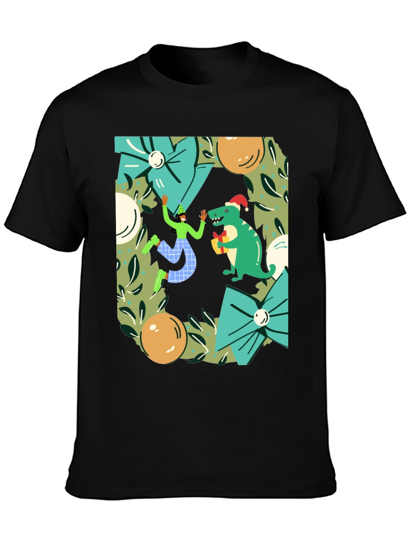 Festive Dinosaur Christmas T-Shirt