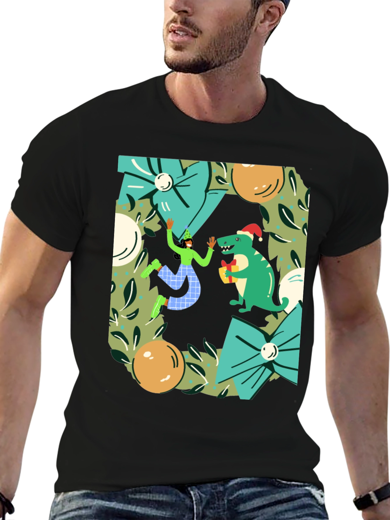 Festive Dinosaur Christmas T-Shirt