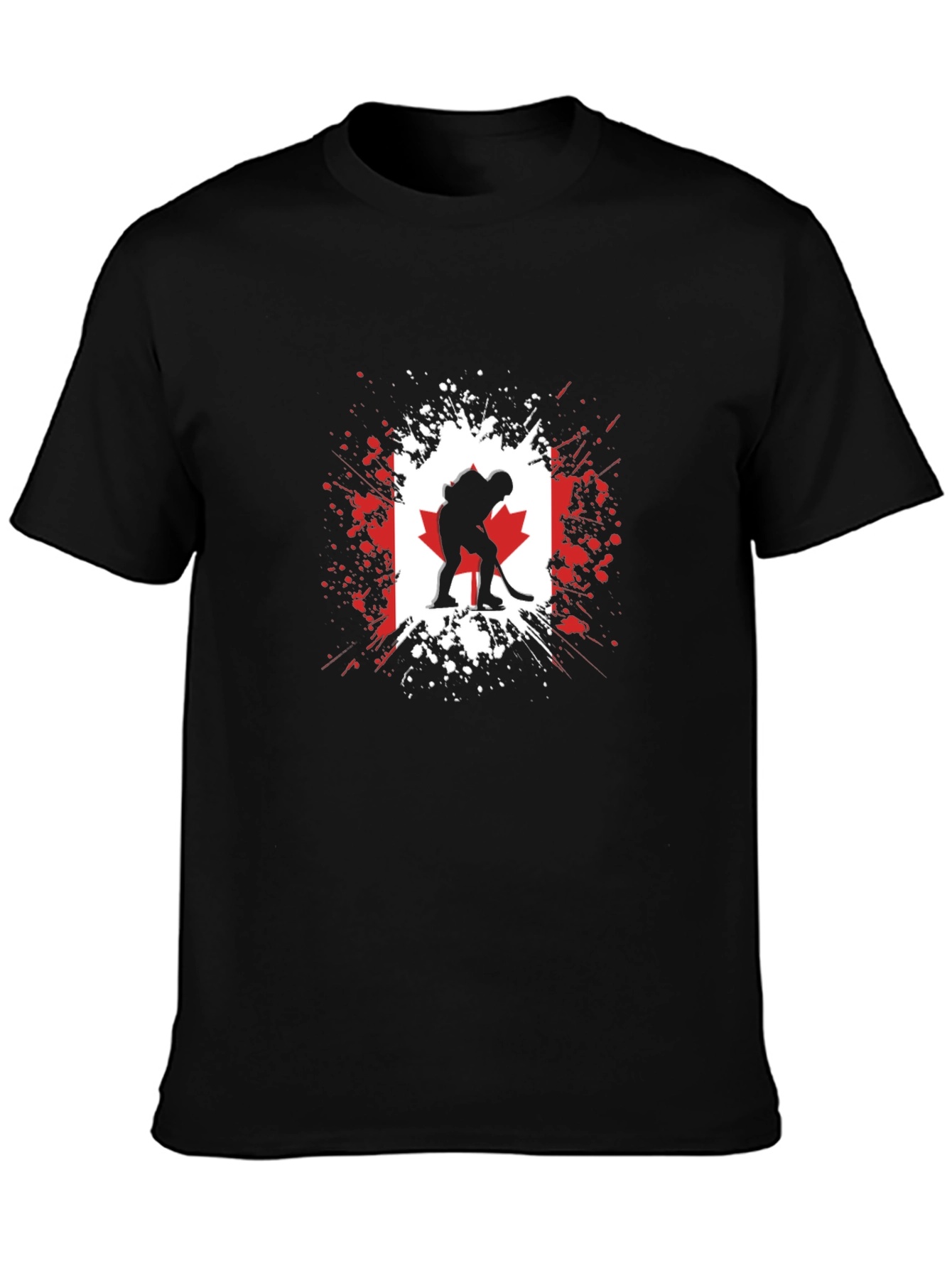 Canada Hockey Flag Graphic T-Shirt - Black