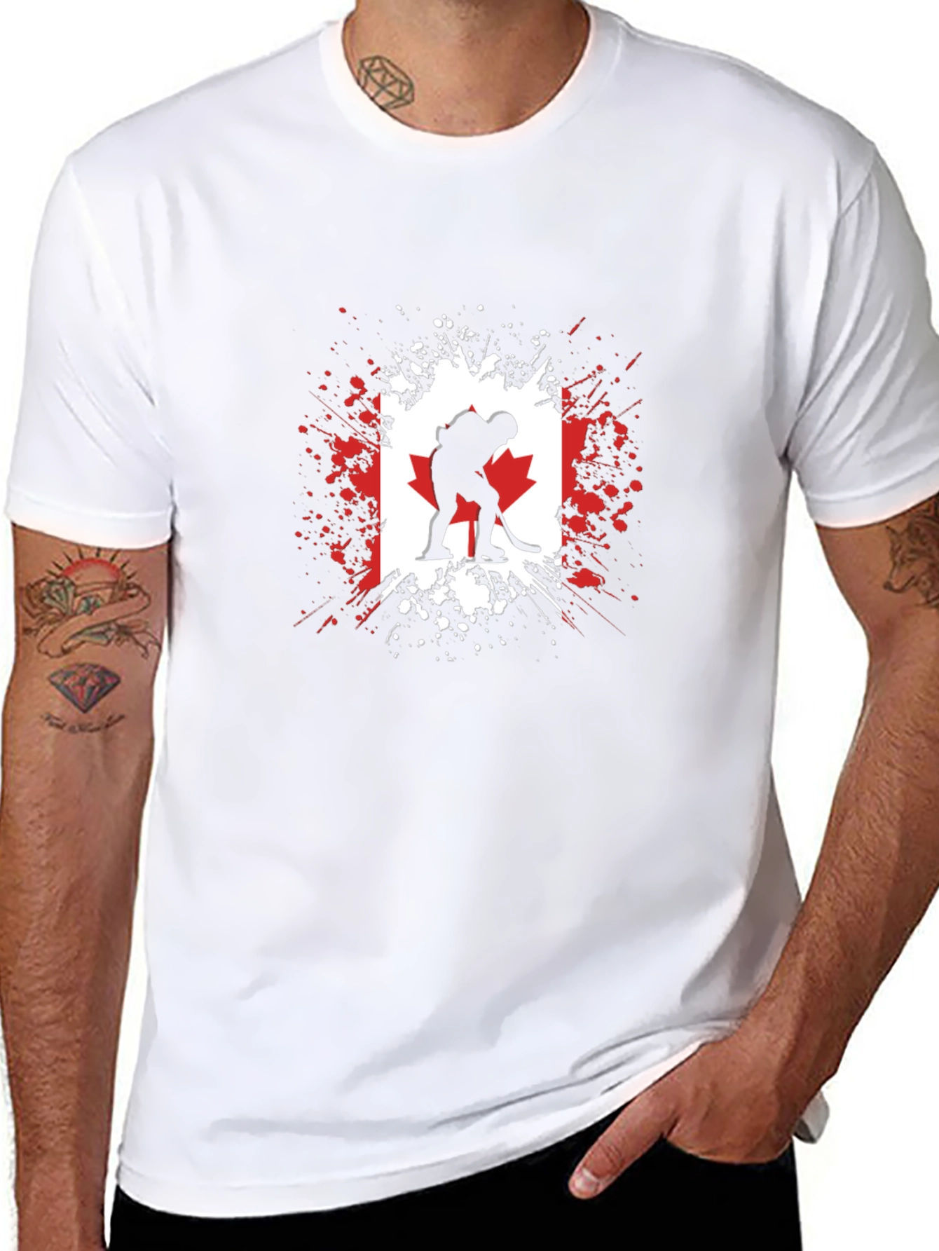 Canada Hockey Flag Graphic T-Shirt - Black