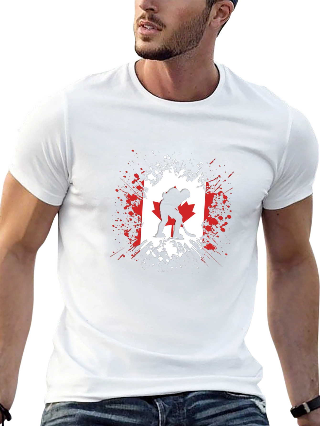 Canada Hockey Flag Graphic T-Shirt - Black