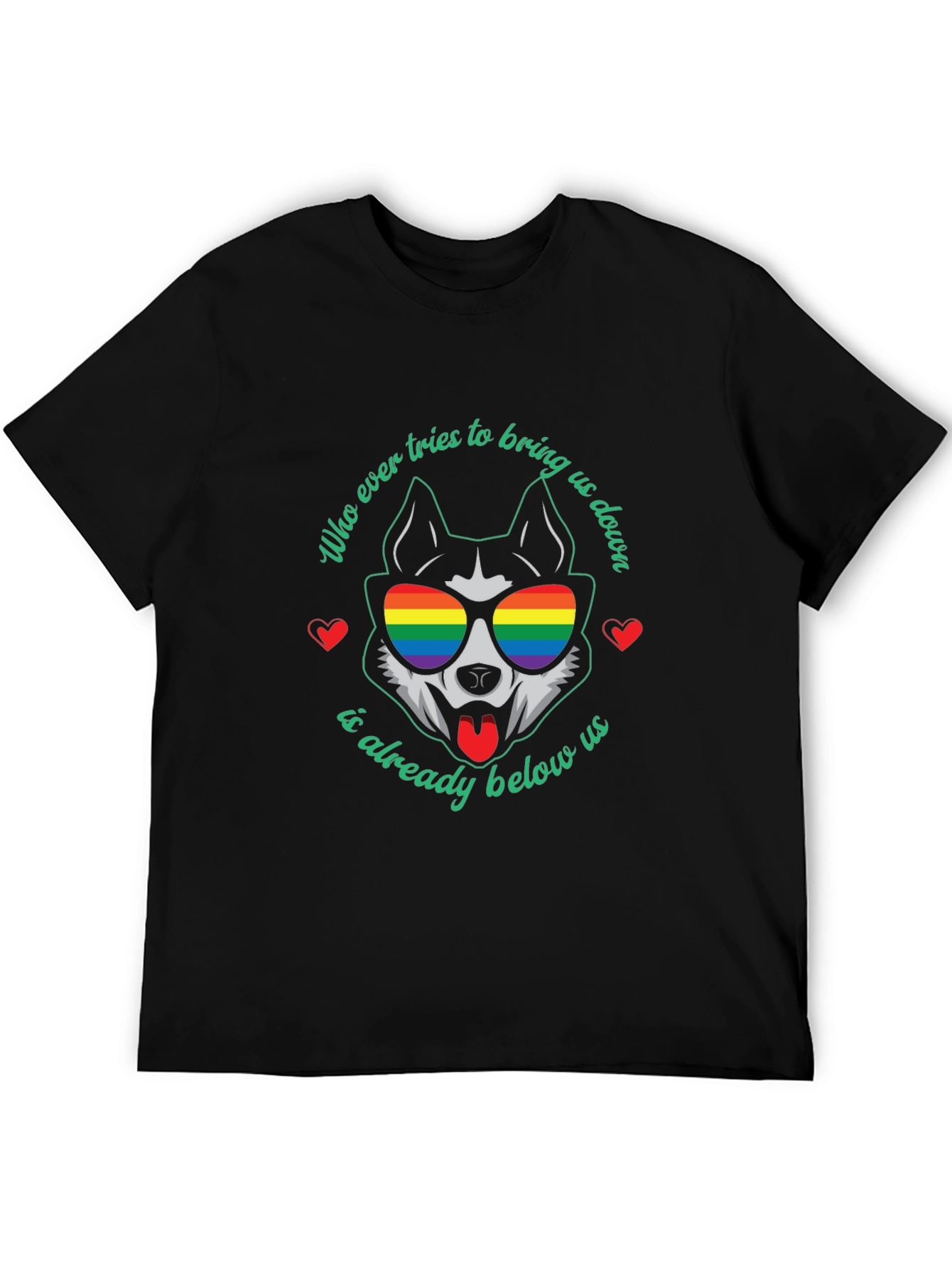 Pride T-Shirt: Husky Dog with Rainbow Glasses