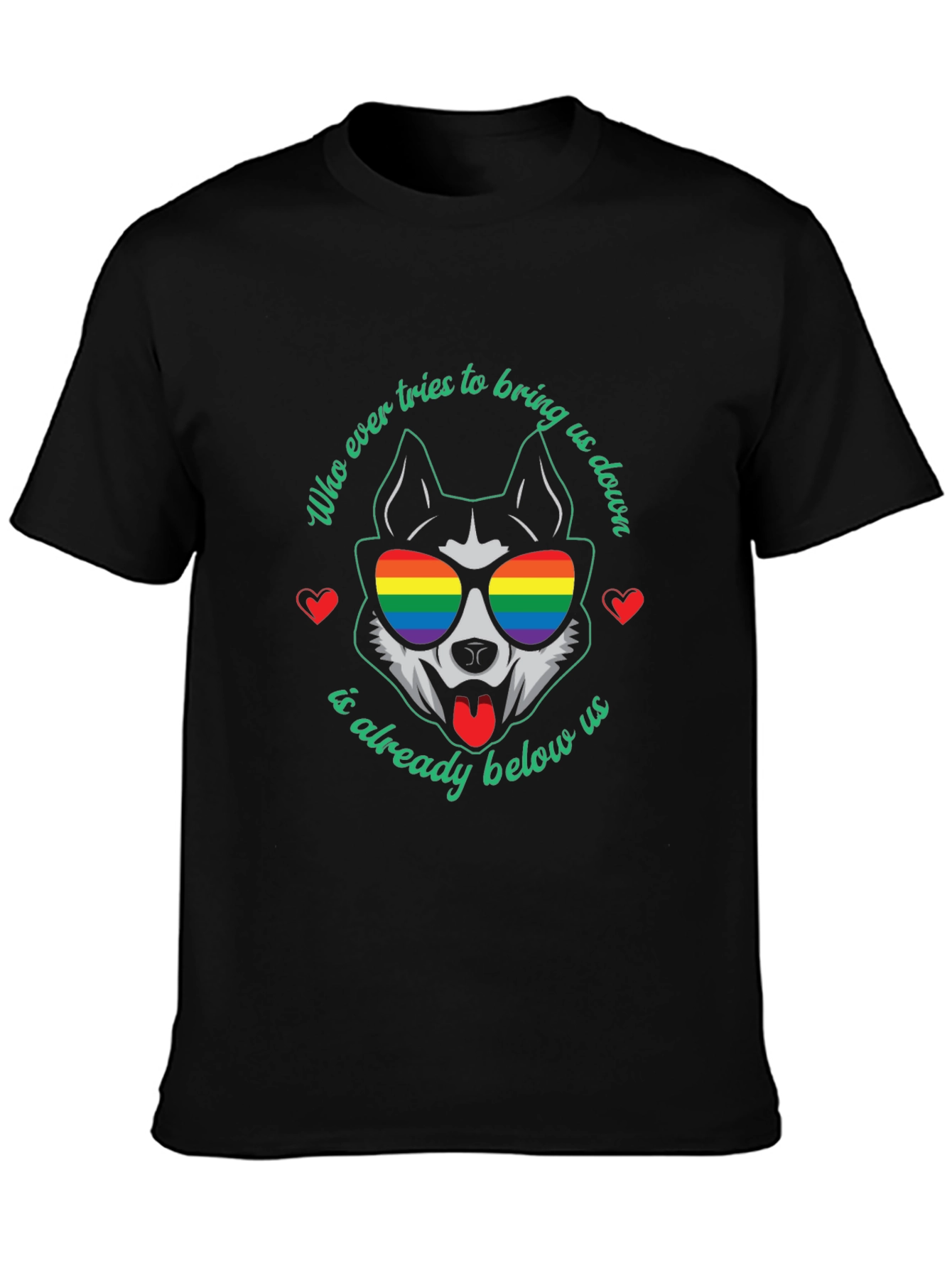 Pride T-Shirt: Husky Dog with Rainbow Glasses