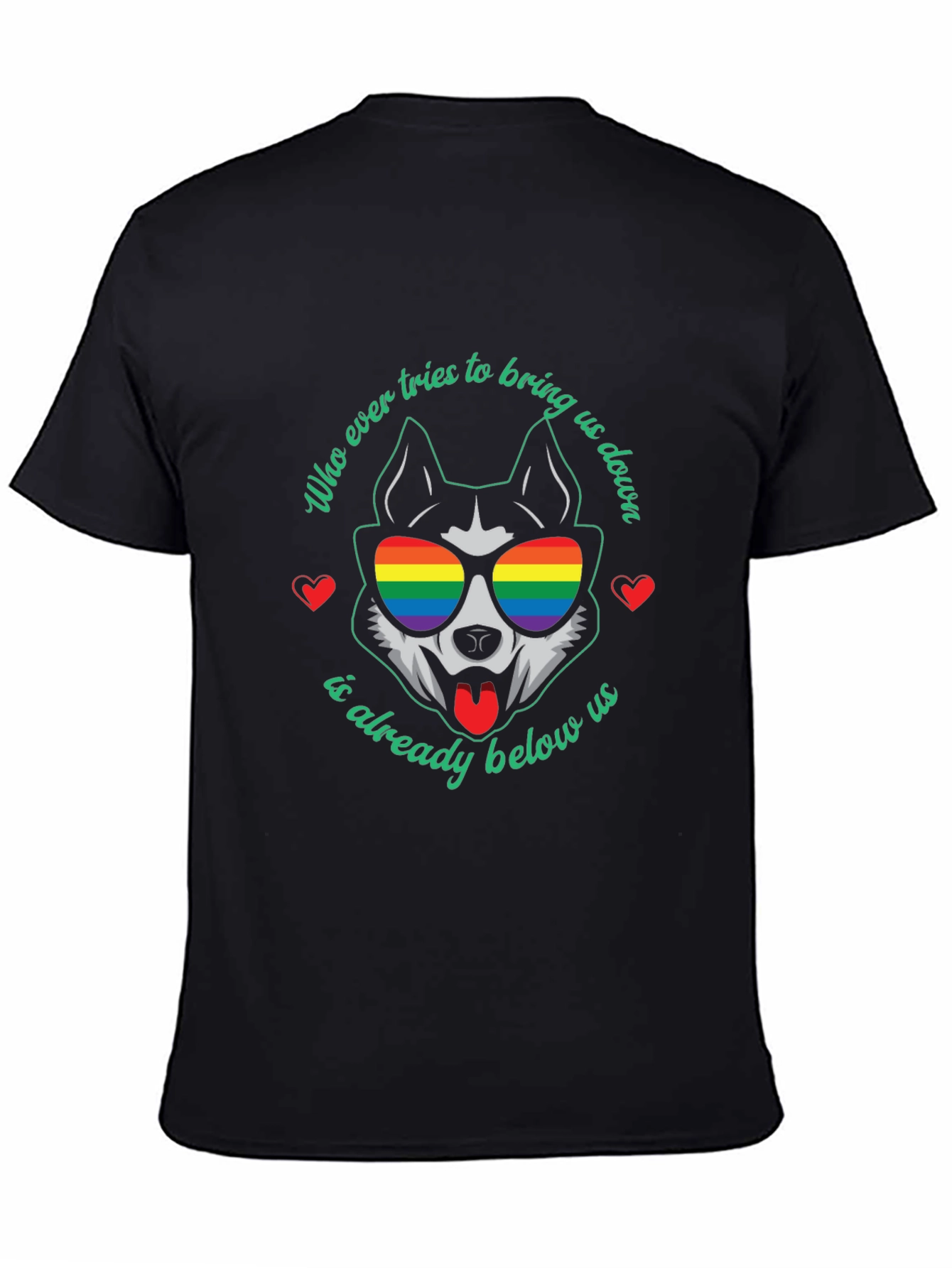 Pride T-Shirt: Husky Dog with Rainbow Glasses