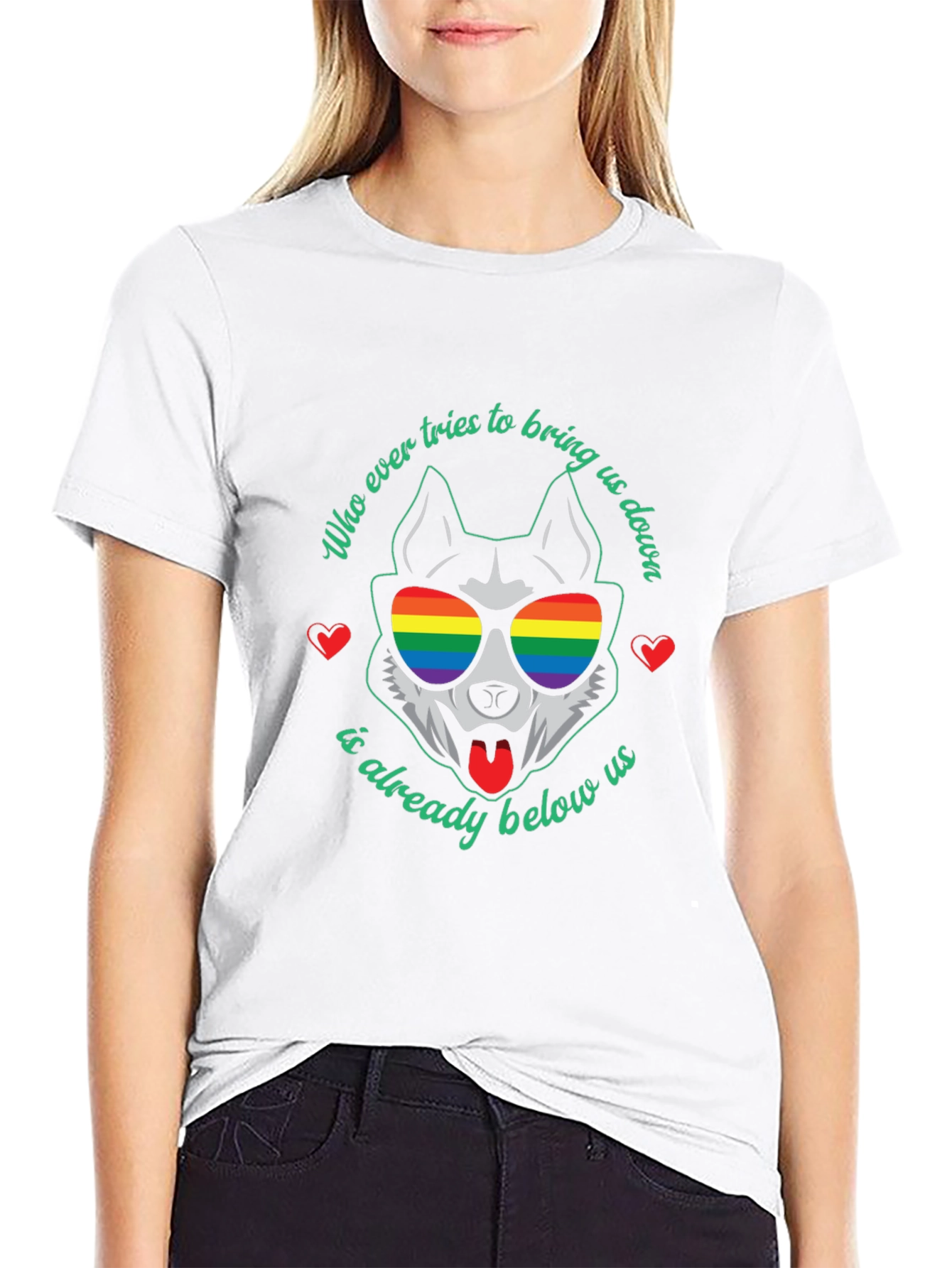 Pride T-Shirt: Husky Dog with Rainbow Glasses