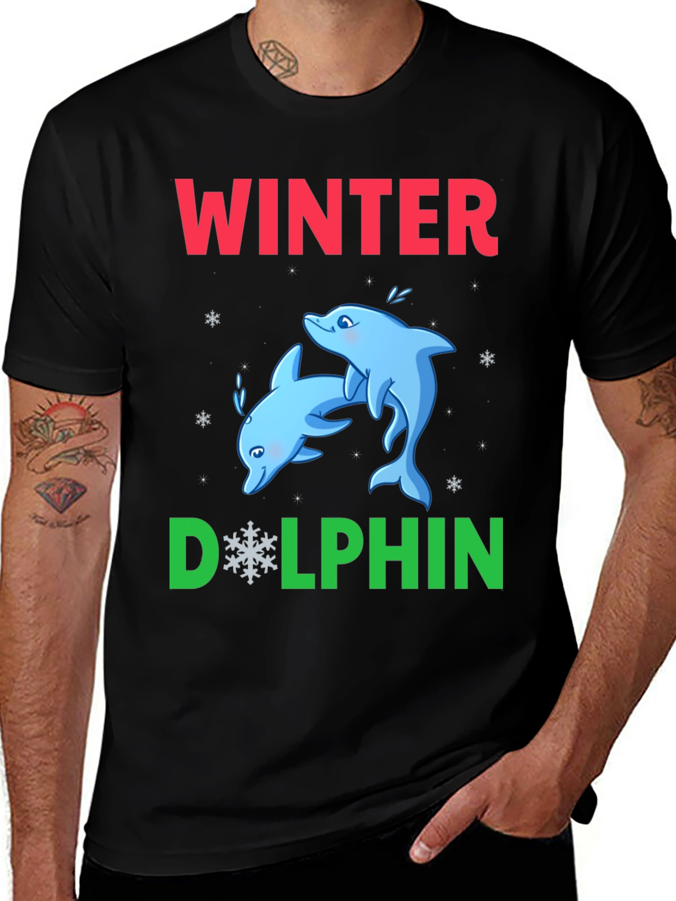 Winter Dolphin Graphic T-Shirt