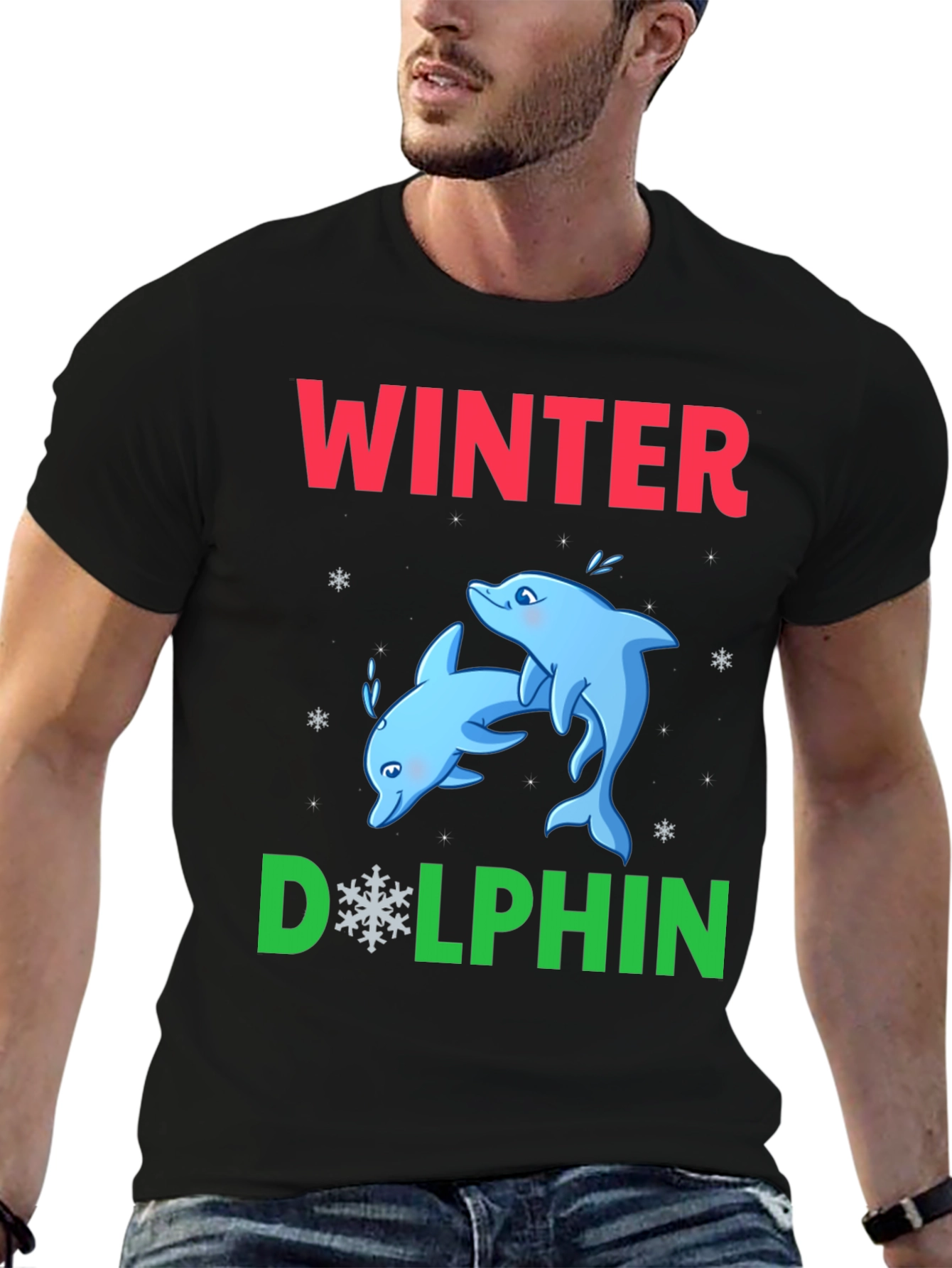 Winter Dolphin Graphic T-Shirt