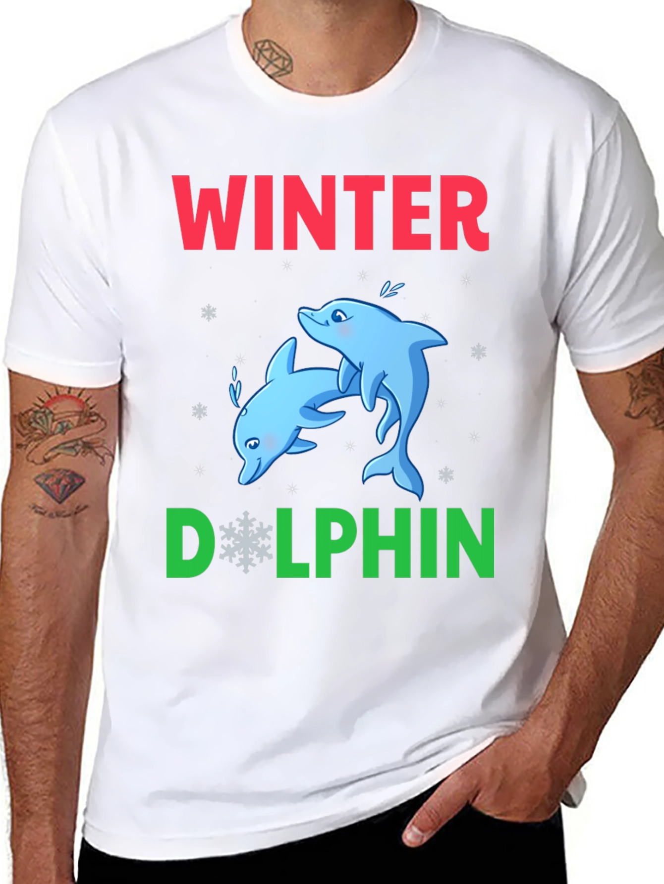 Winter Dolphin Graphic T-Shirt