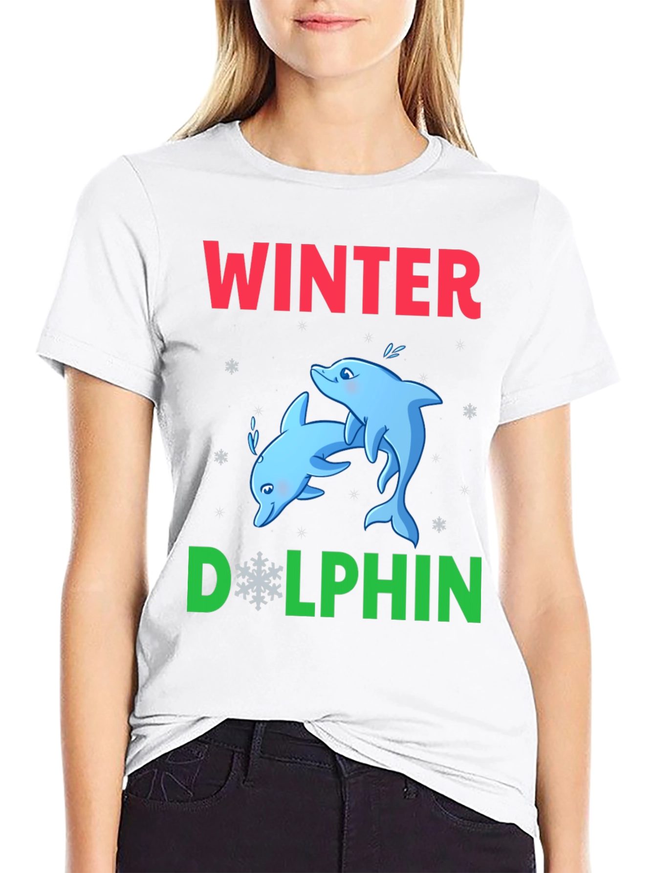 Winter Dolphin Graphic T-Shirt