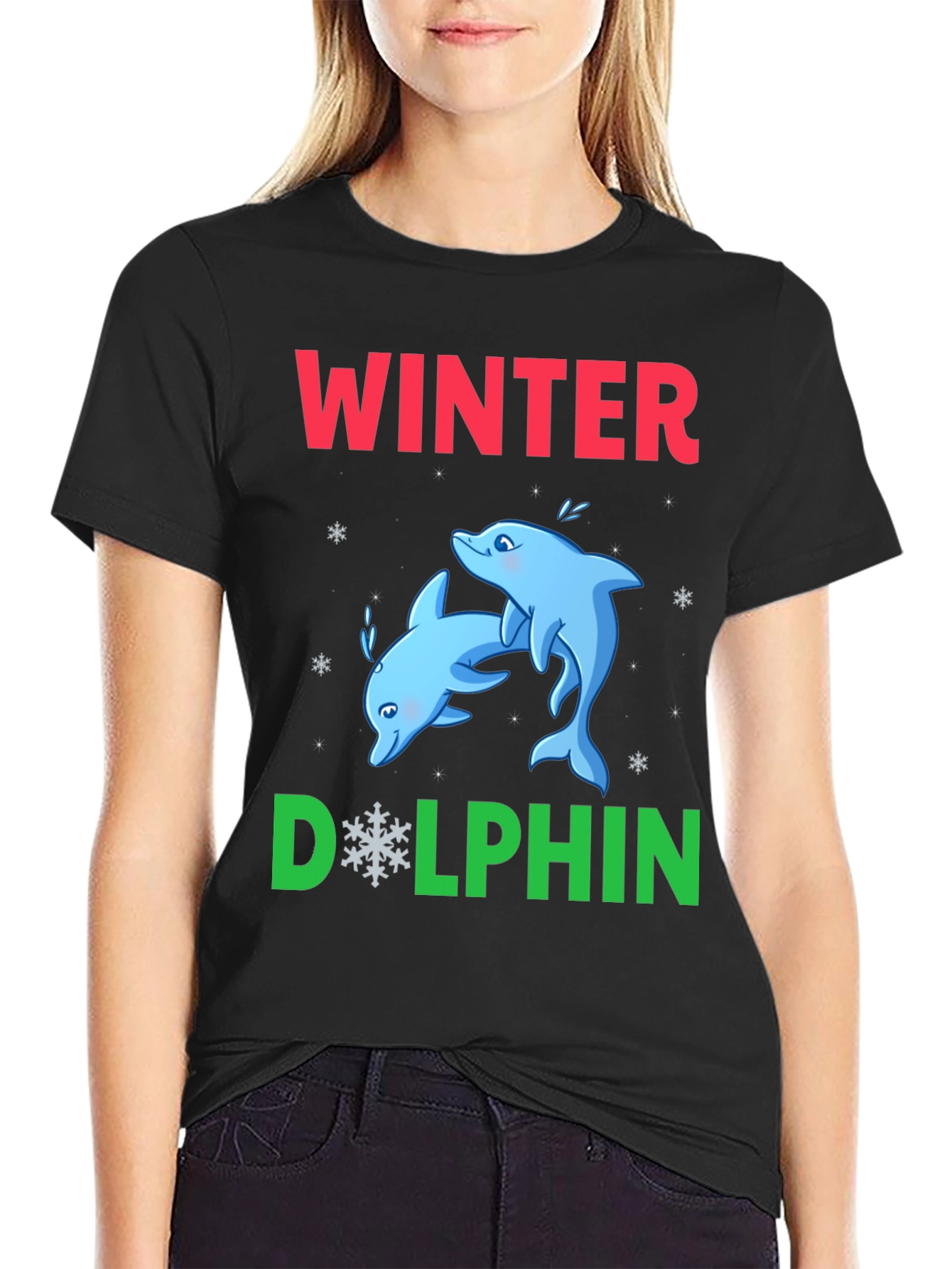 Winter Dolphin Graphic T-Shirt
