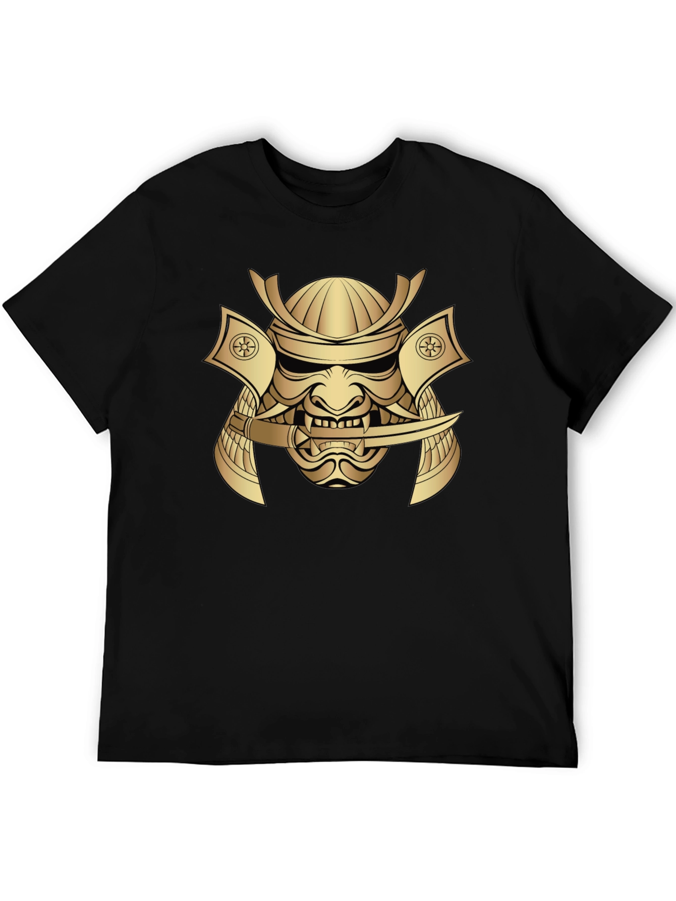 Samurai Mask Graphic Tee - Bold Gold Print