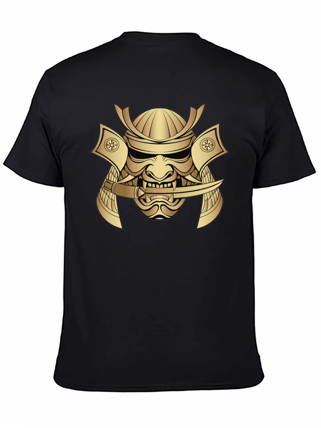 Samurai Mask Graphic Tee - Bold Gold Print