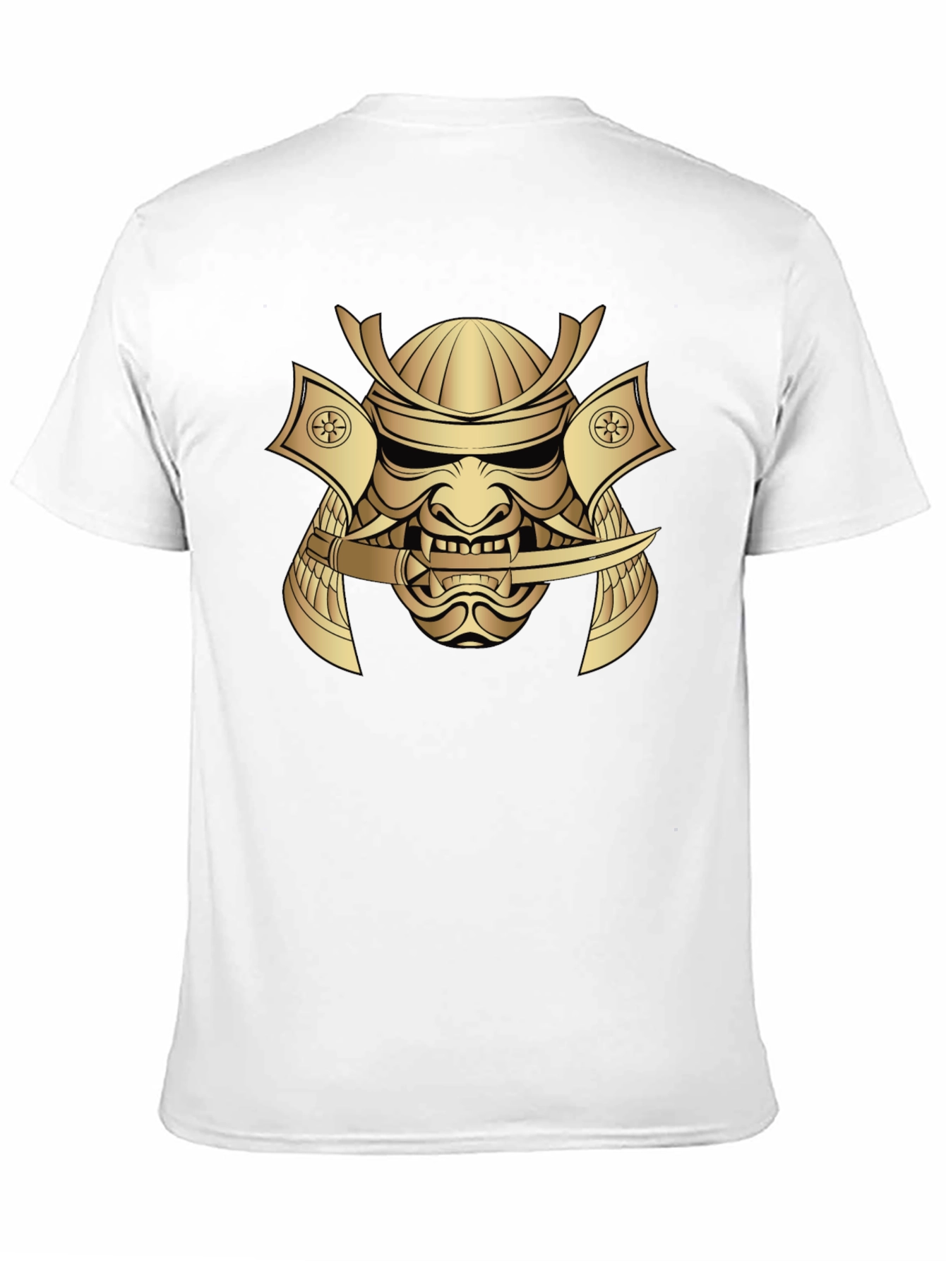 Samurai Mask Graphic Tee - Bold Gold Print
