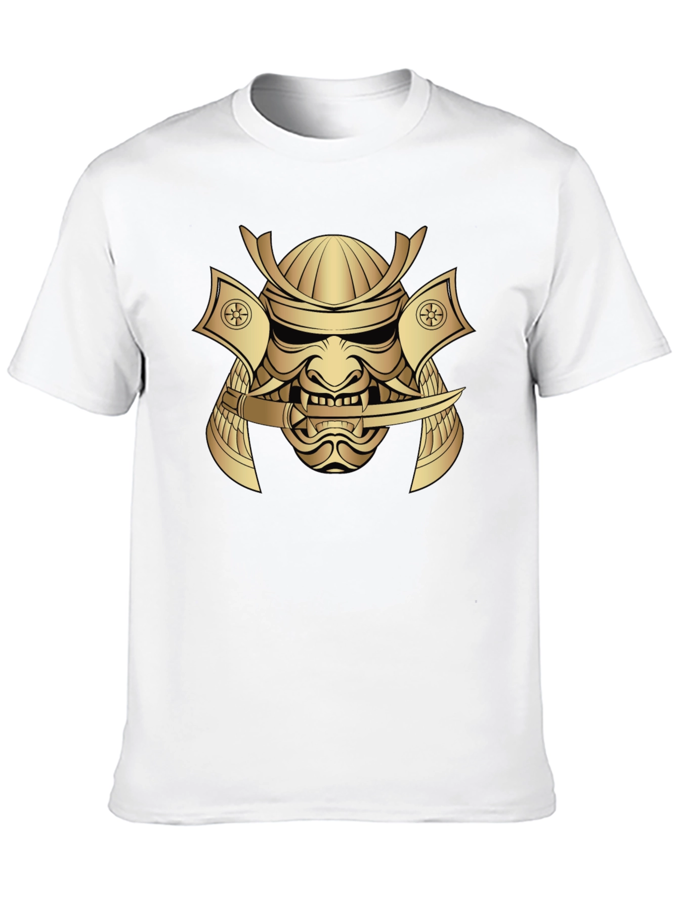 Samurai Mask Graphic Tee - Bold Gold Print
