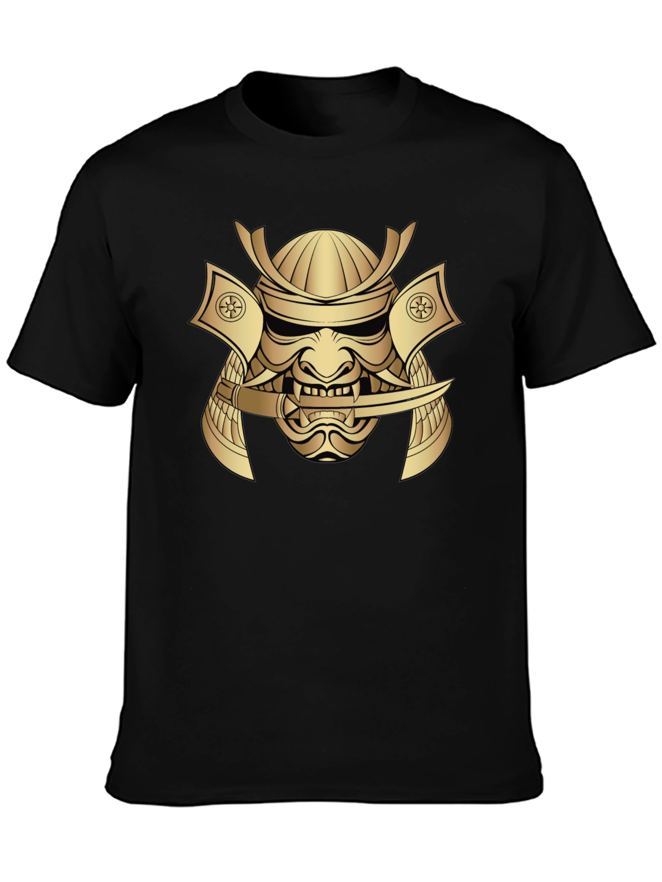 Samurai Mask Graphic Tee - Bold Gold Print