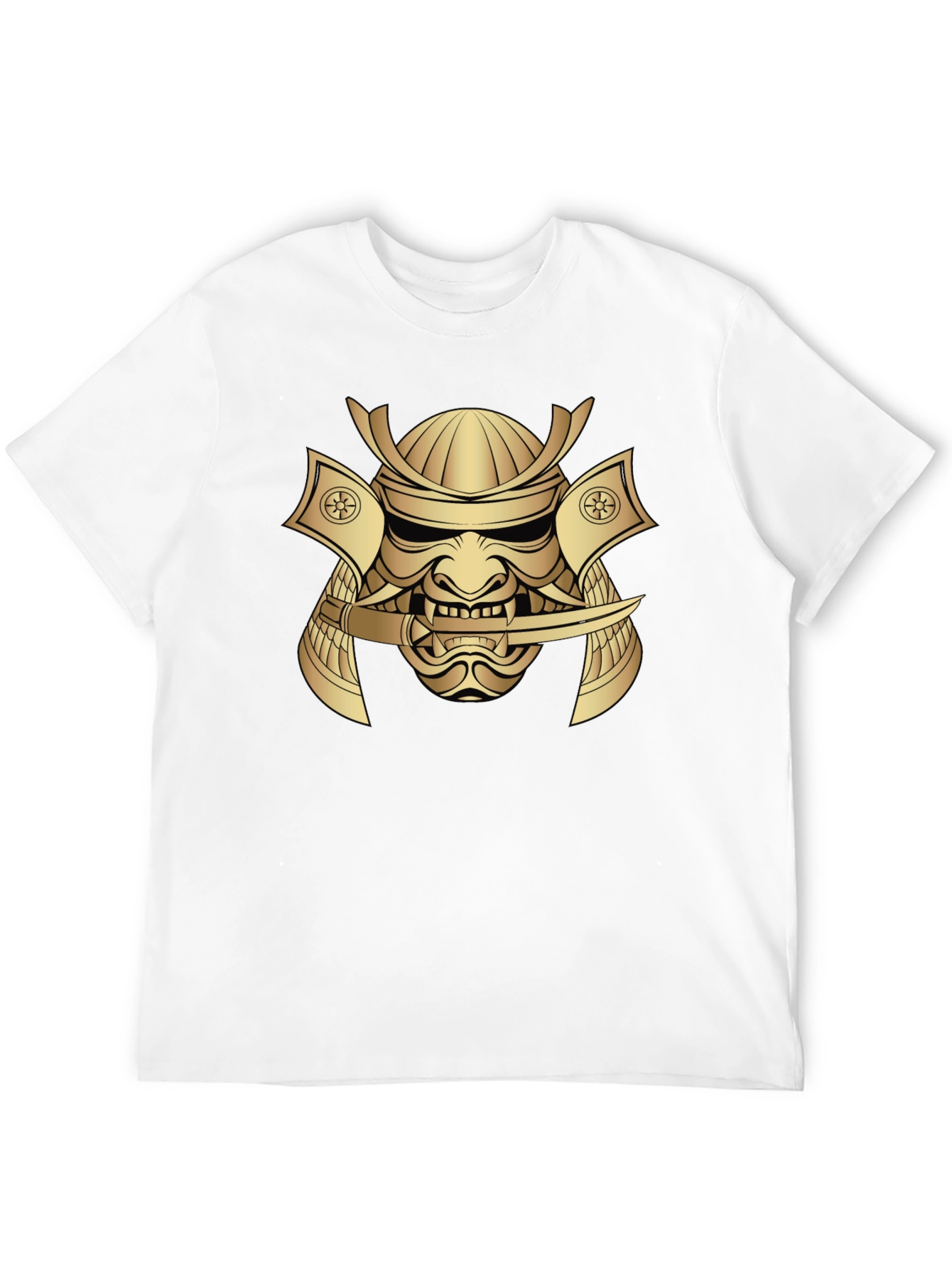 Samurai Mask Graphic Tee - Bold Gold Print
