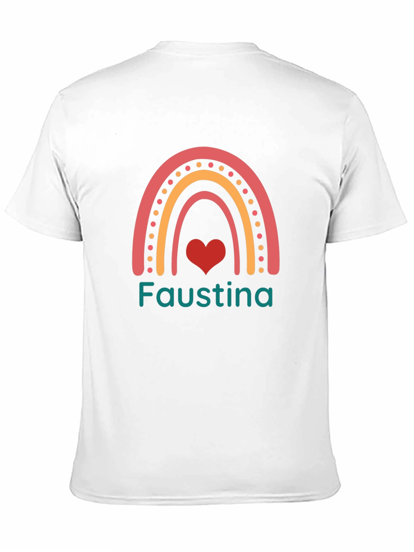 Faustina Rainbow Heart Personalized Black T-Shirt