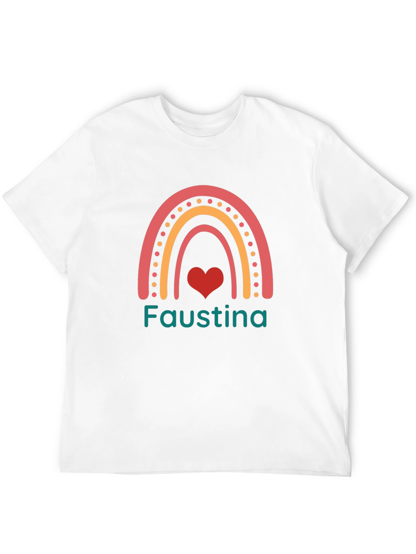 Faustina Rainbow Heart Personalized Black T-Shirt