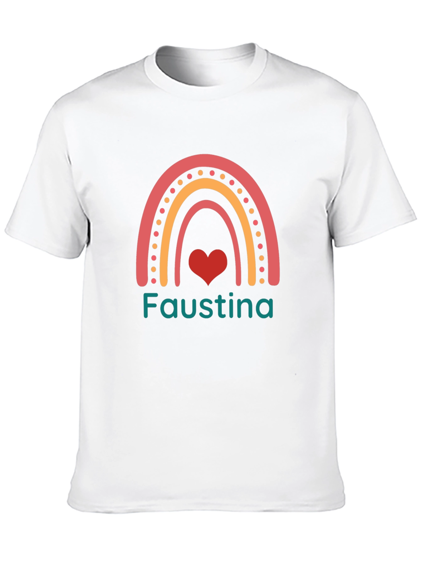 Faustina Rainbow Heart Personalized Black T-Shirt