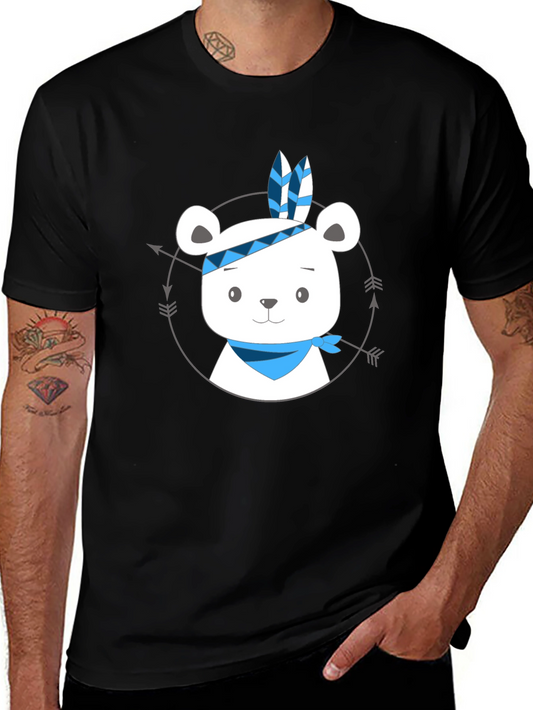 Bear Indian Chief Graphic T-Shirt