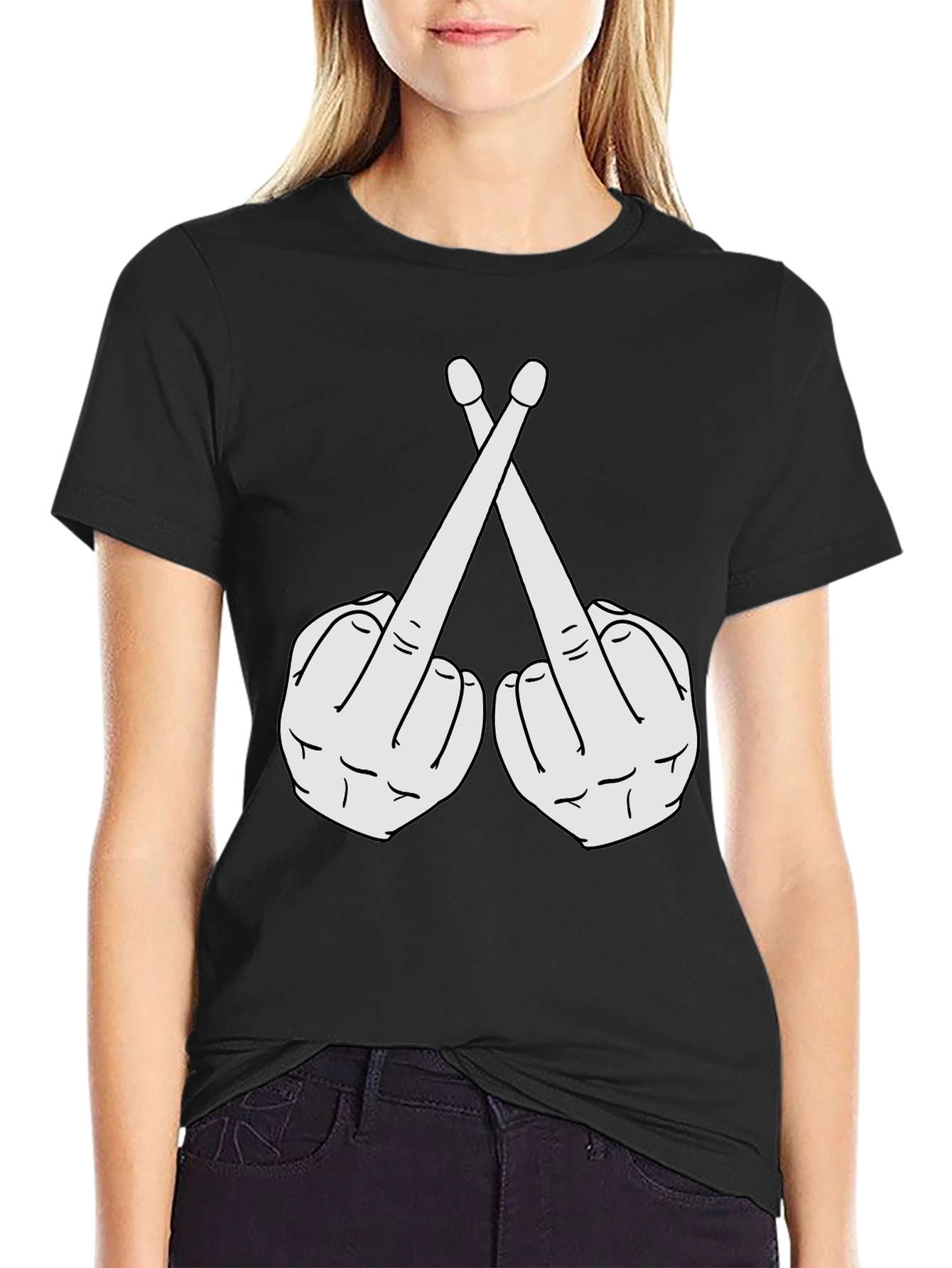 Drummer Attitude Tee - Crossed Finger Sticks