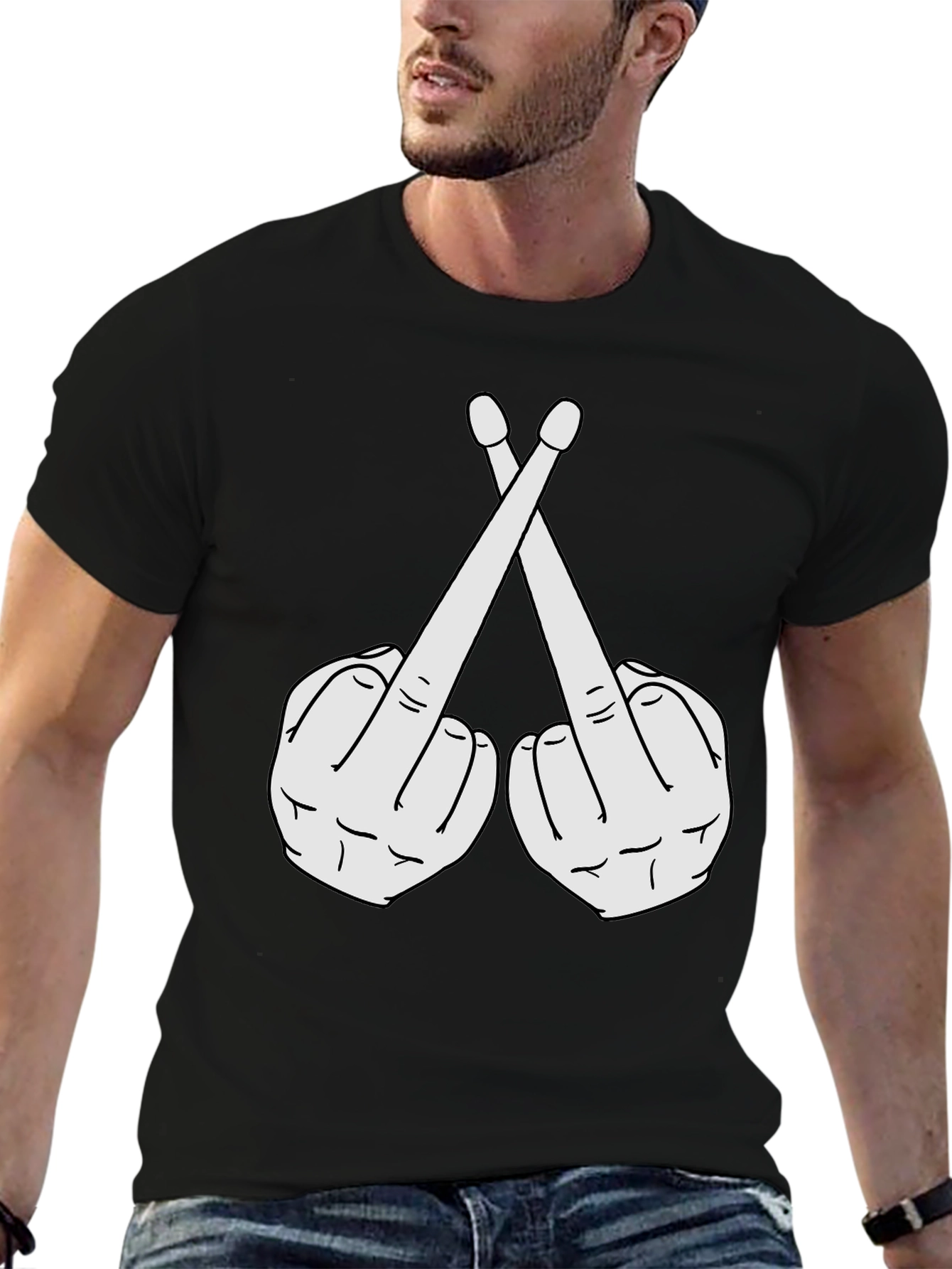 Drummer Attitude Tee - Crossed Finger Sticks
