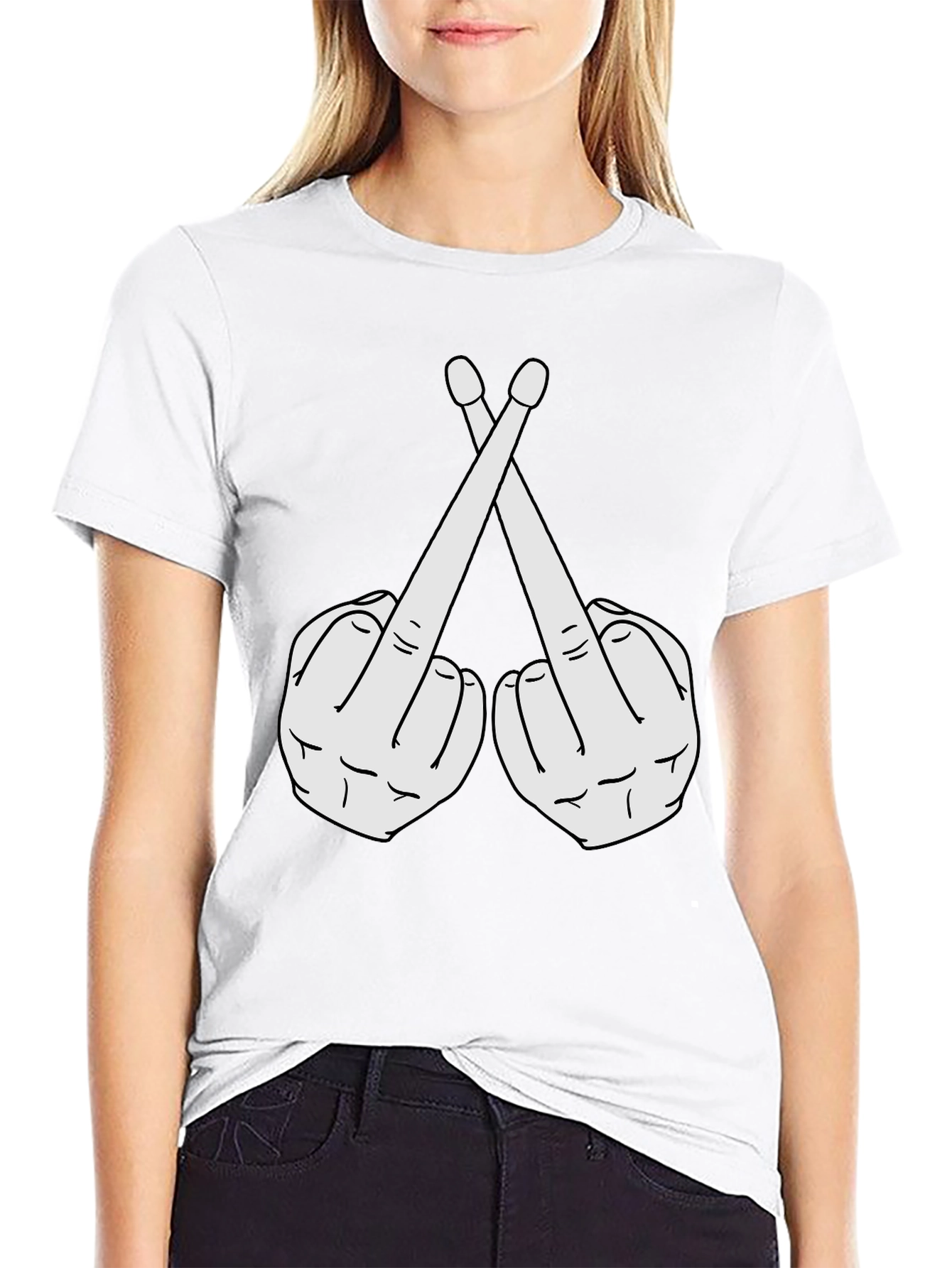 Drummer Attitude Tee - Crossed Finger Sticks