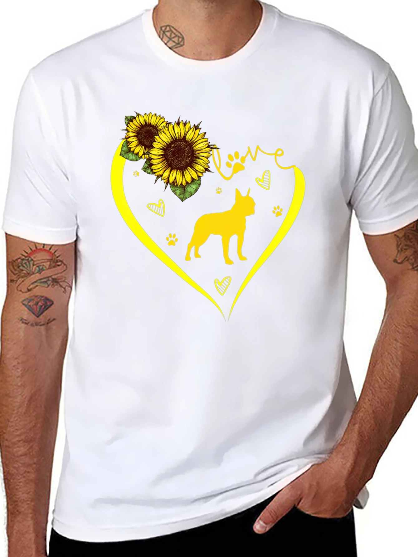 Love Dog Sunflower Graphic T-Shirt