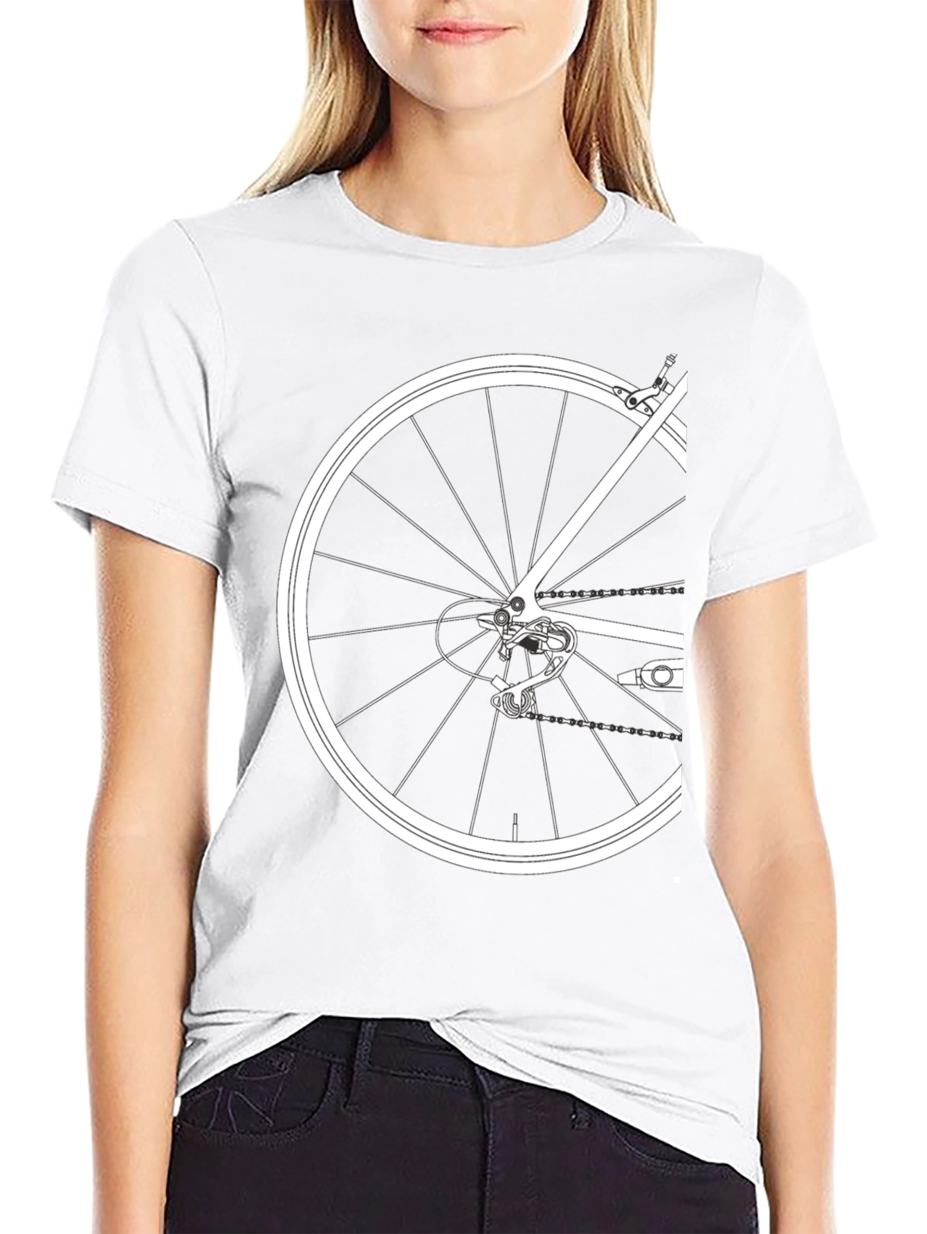 Bike Wheel Graphic Tee - Black Cotton T-Shirt