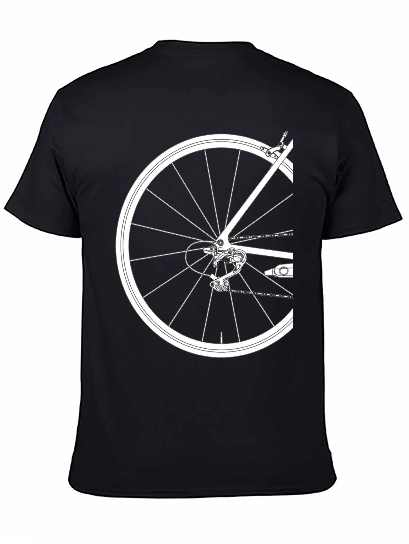 Bike Wheel Graphic Tee - Black Cotton T-Shirt