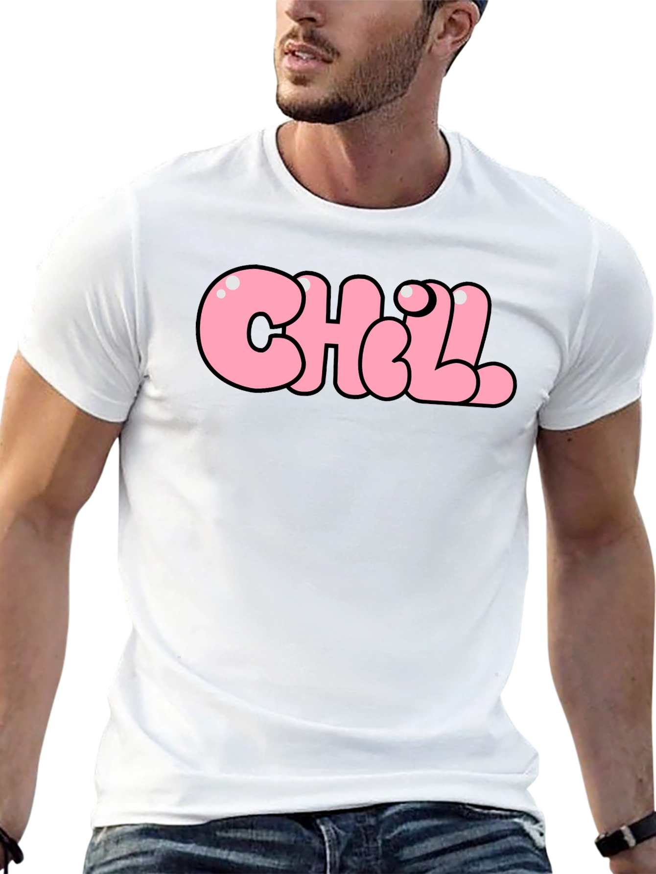 Chill Bubble Letter Graphic Tee - Black