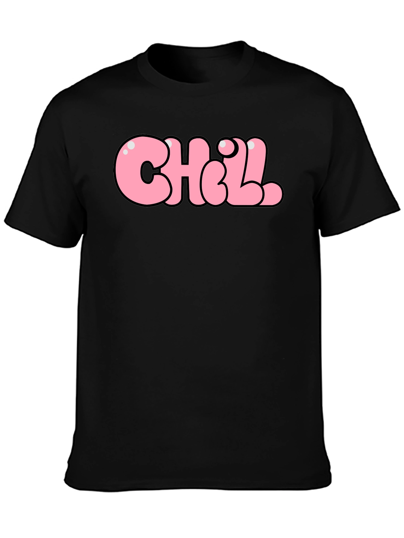 Chill Bubble Letter Graphic Tee - Black