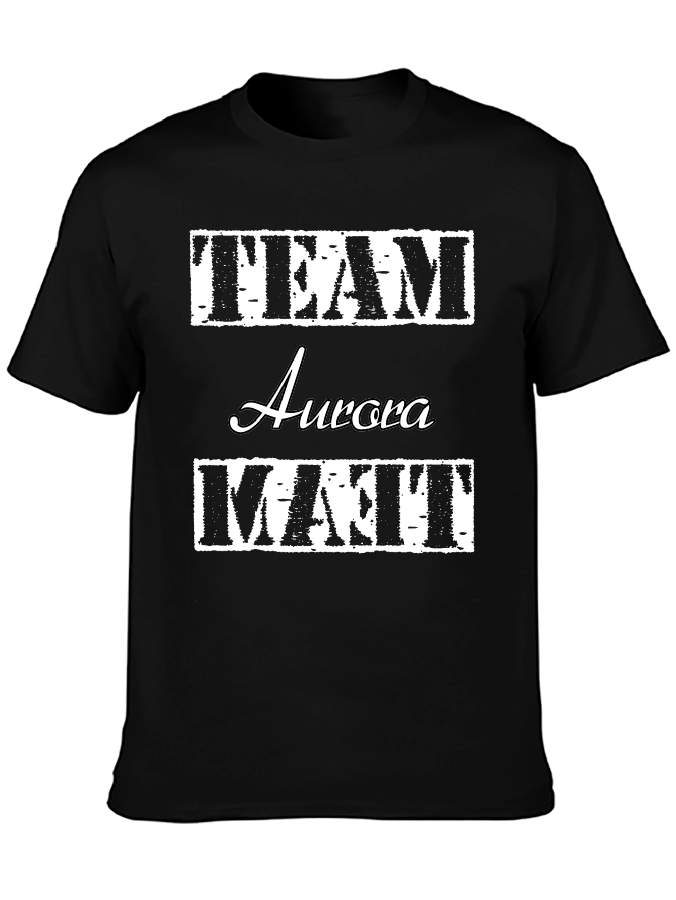 Team Aurora Matt T-Shirt Black Crew Neck Cotton
