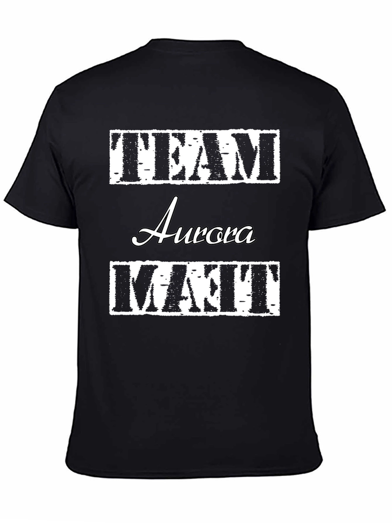 Team Aurora Matt T-Shirt Black Crew Neck Cotton
