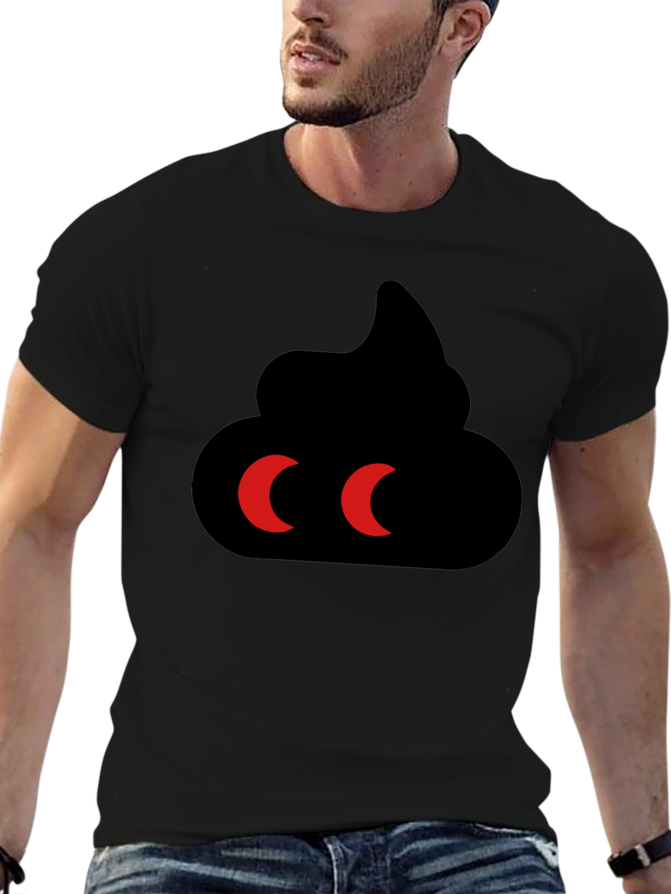 Funny Poop Emoji Graphic Tee - Black