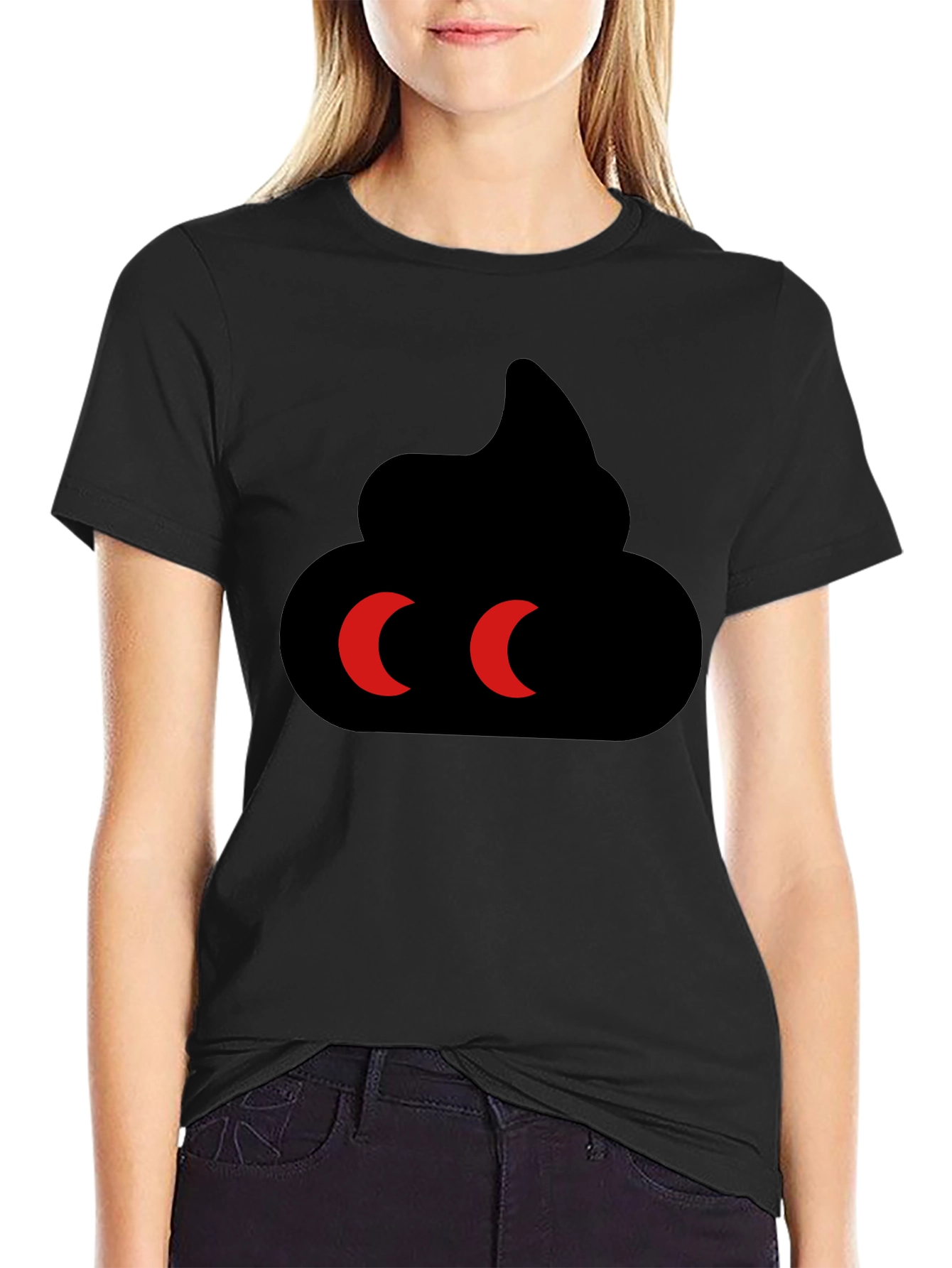 Funny Poop Emoji Graphic Tee - Black