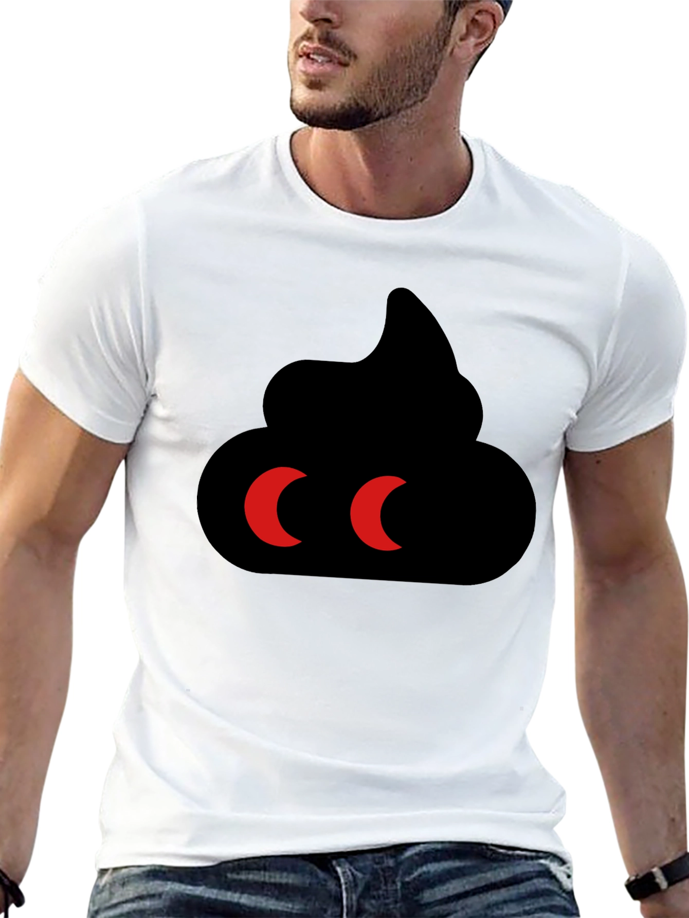 Funny Poop Emoji Graphic Tee - Black