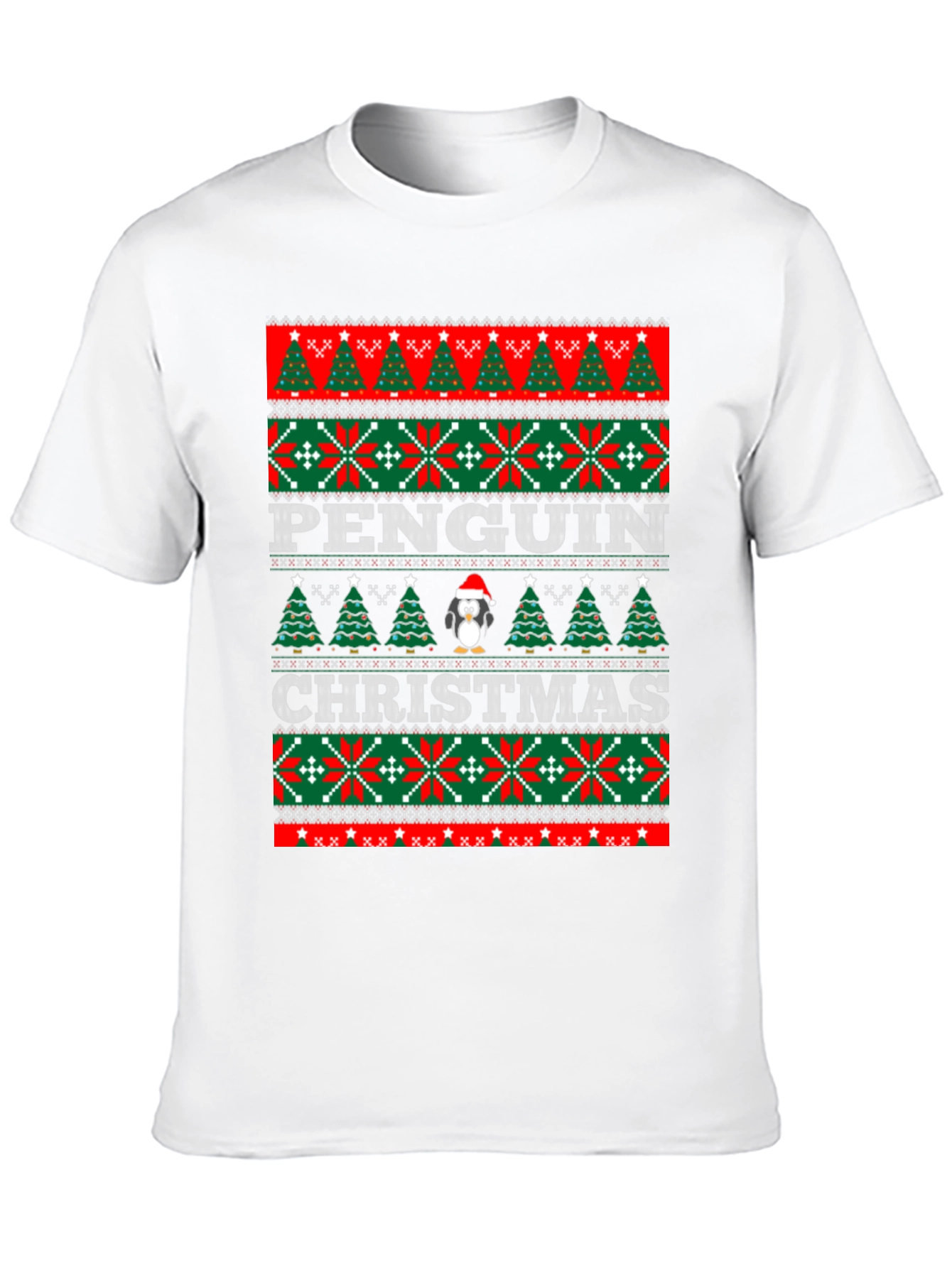 Penguin Christmas Sweater Pattern T-Shirt